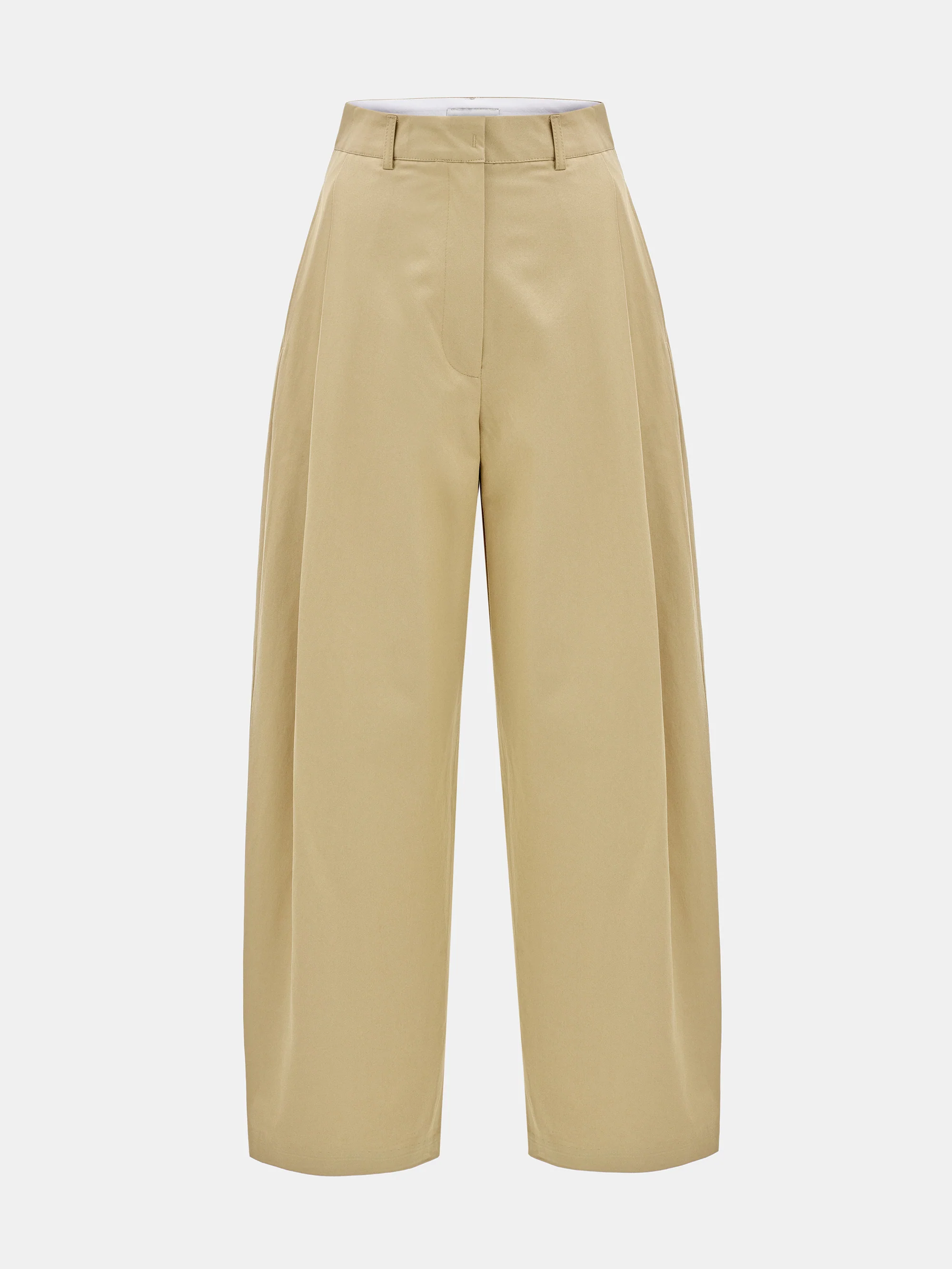 Pintuck Wide-Leg Trousers, Beige - Image 6