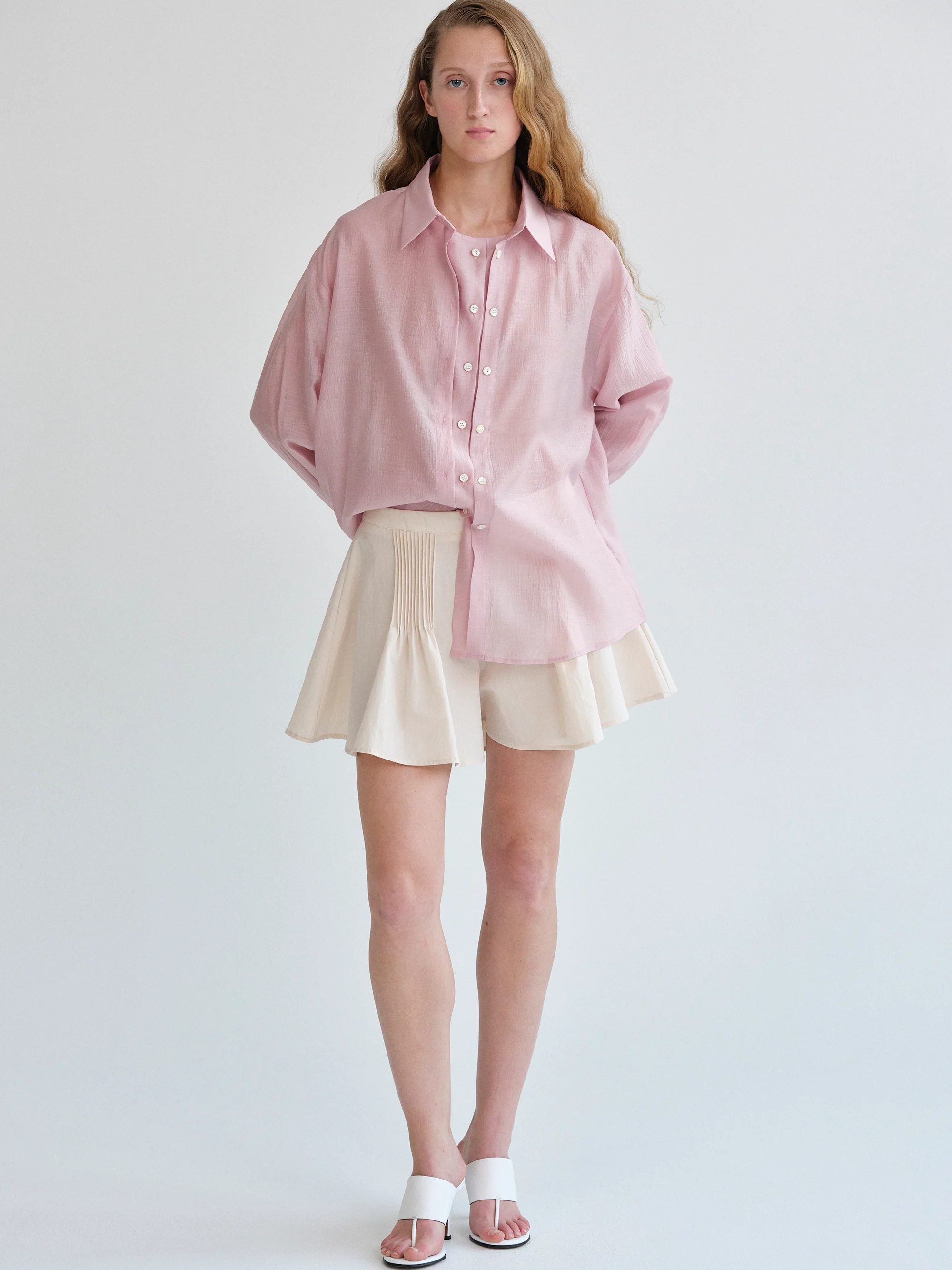 Pleat Balloon Shorts, Ivory - Image 5