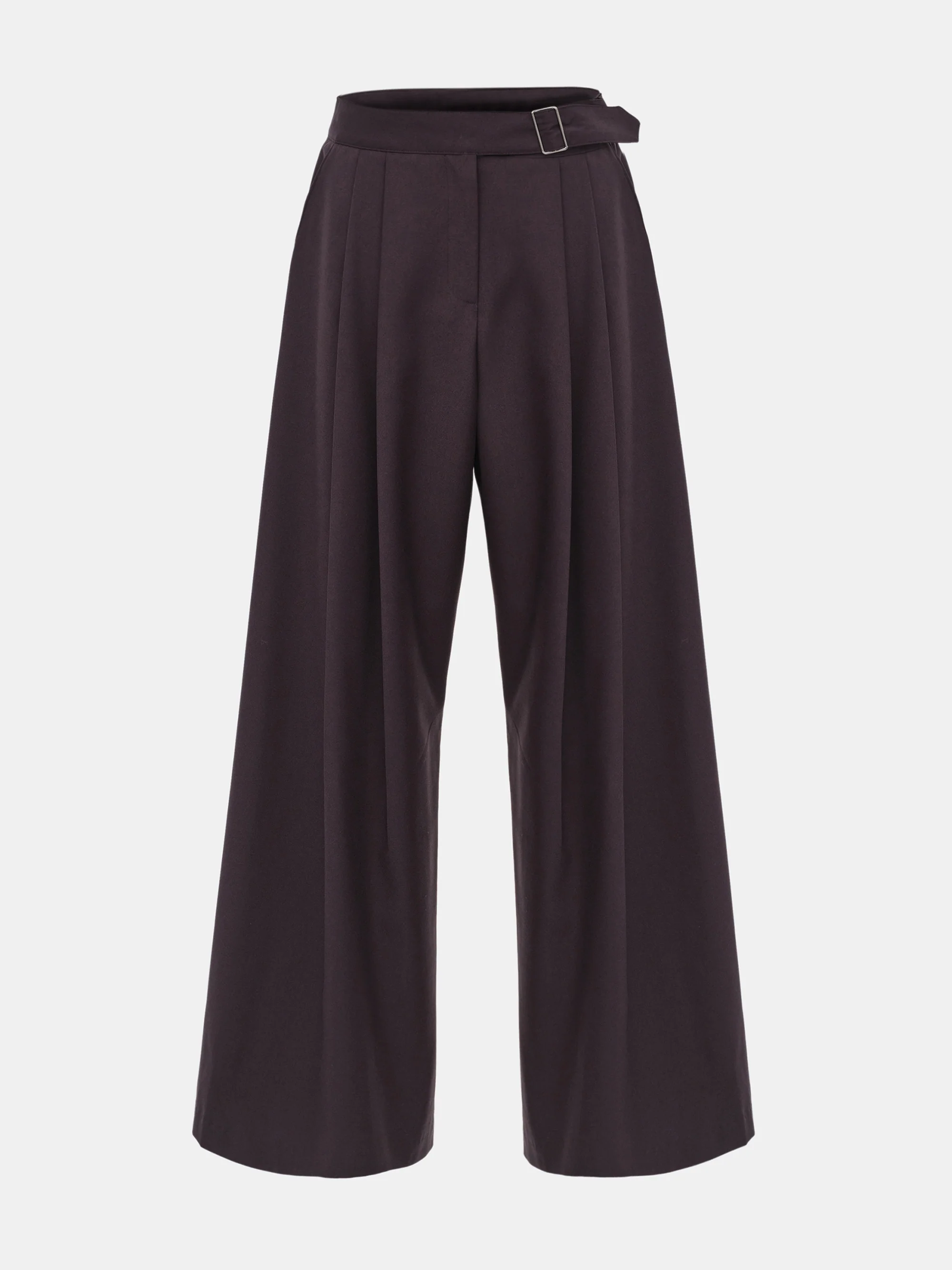 Pleated Belted Trousers, Wine - Image 5