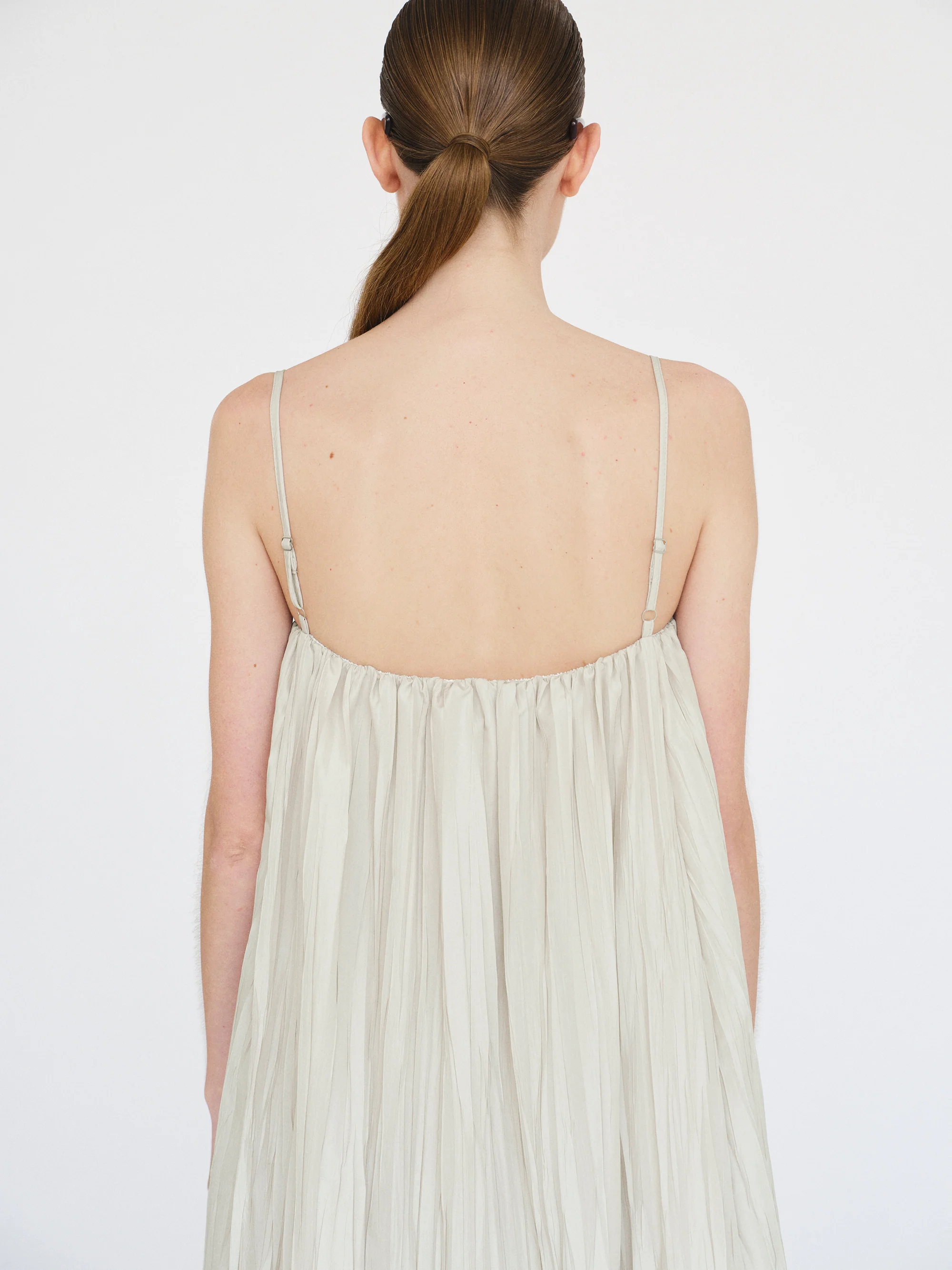 Pleated Camisole Dress, Alabaster - Image 5