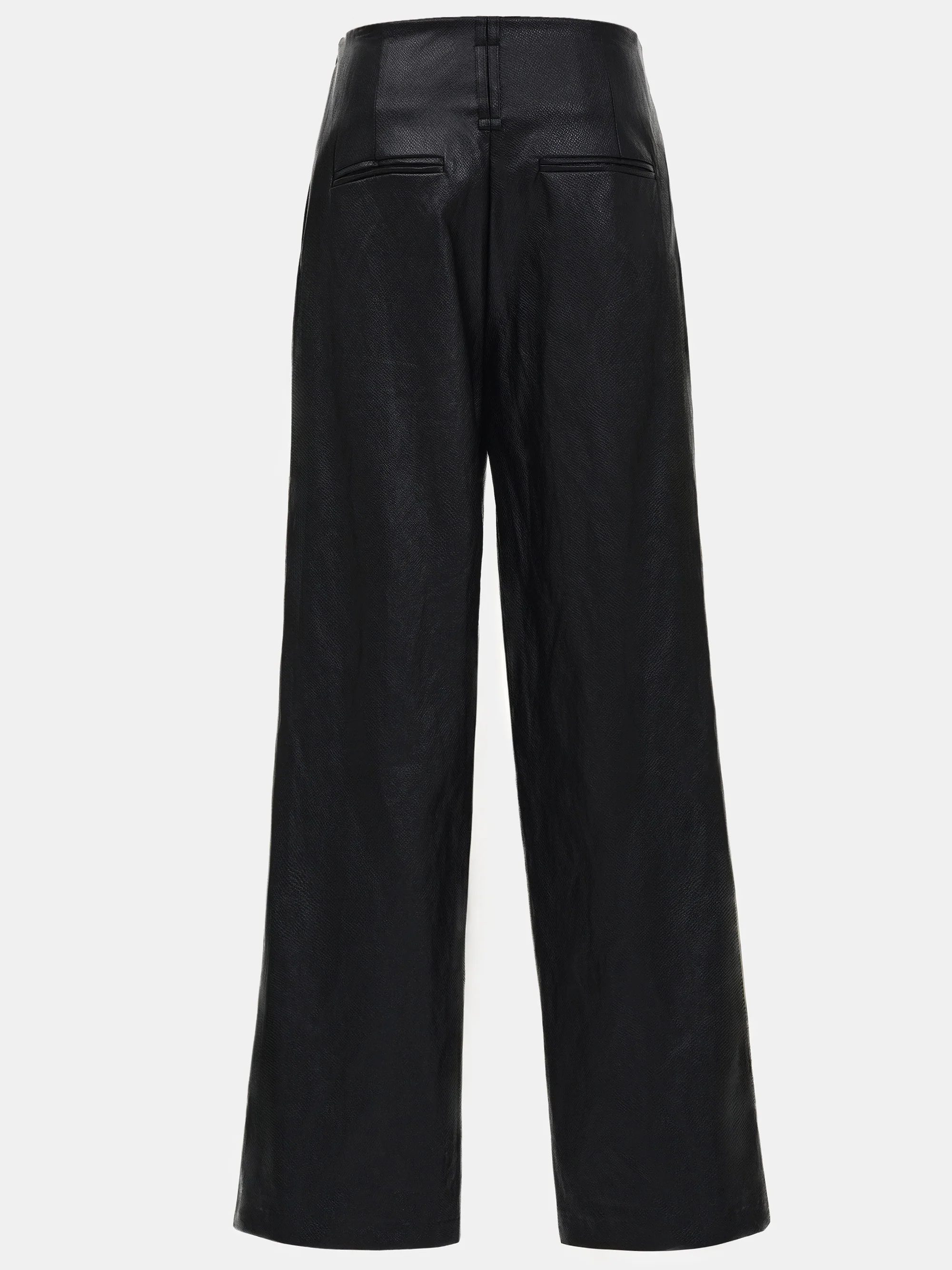 Pleated Croc-Effect Leather Pants, Black - Image 5