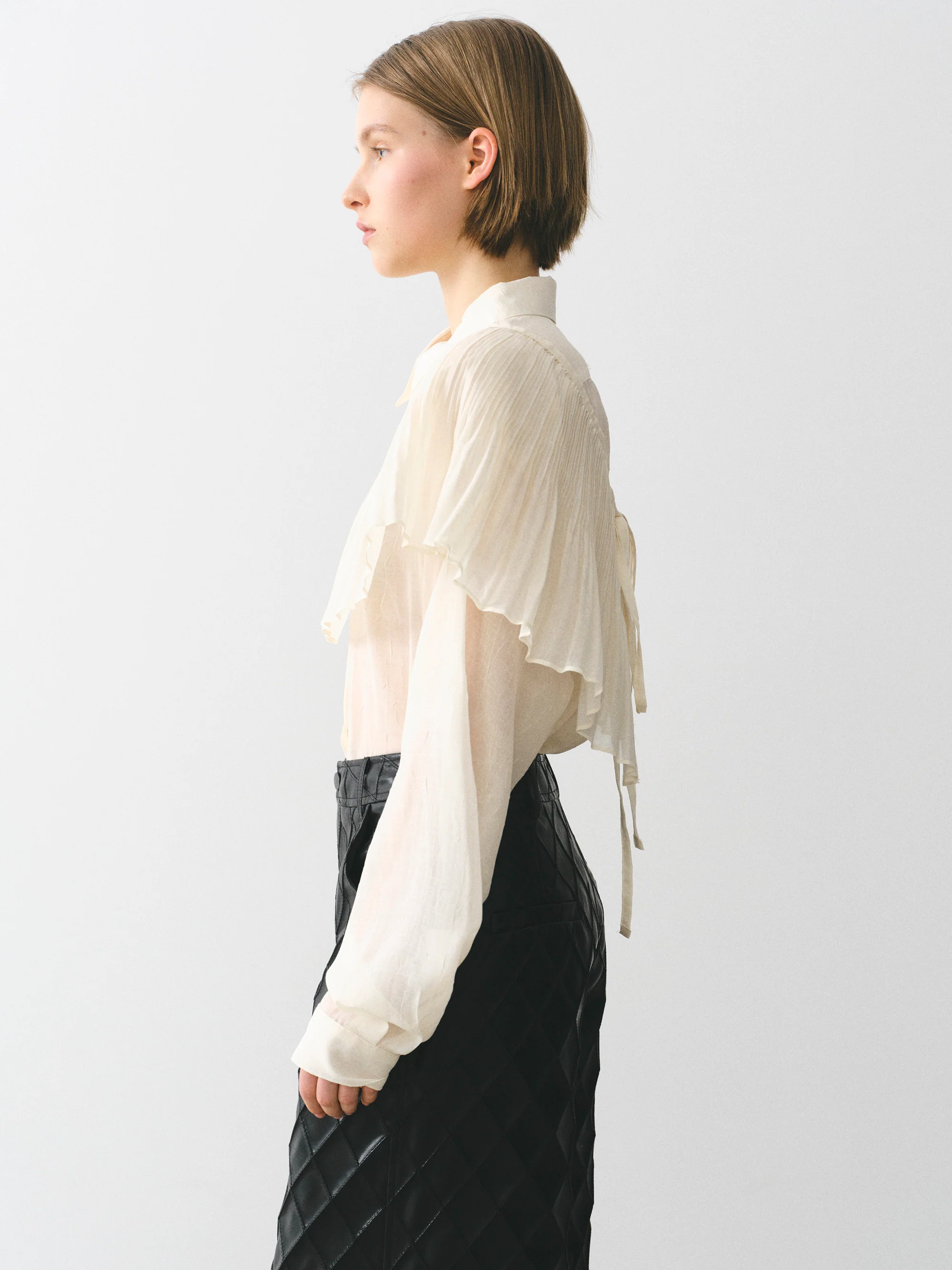 Pleated Panel Shirt, Ivory - Image 2