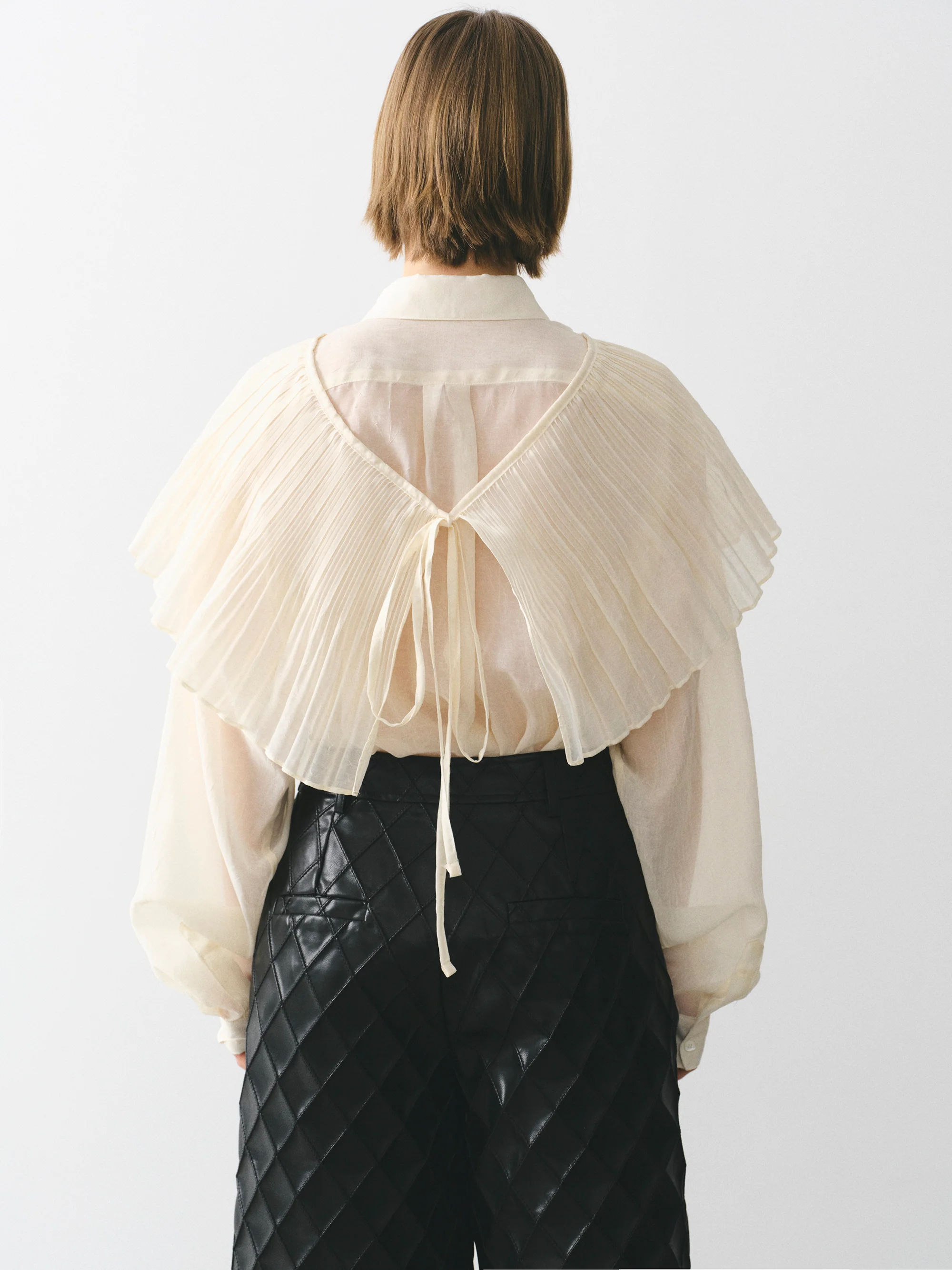 Pleated Panel Shirt, Ivory - Image 4