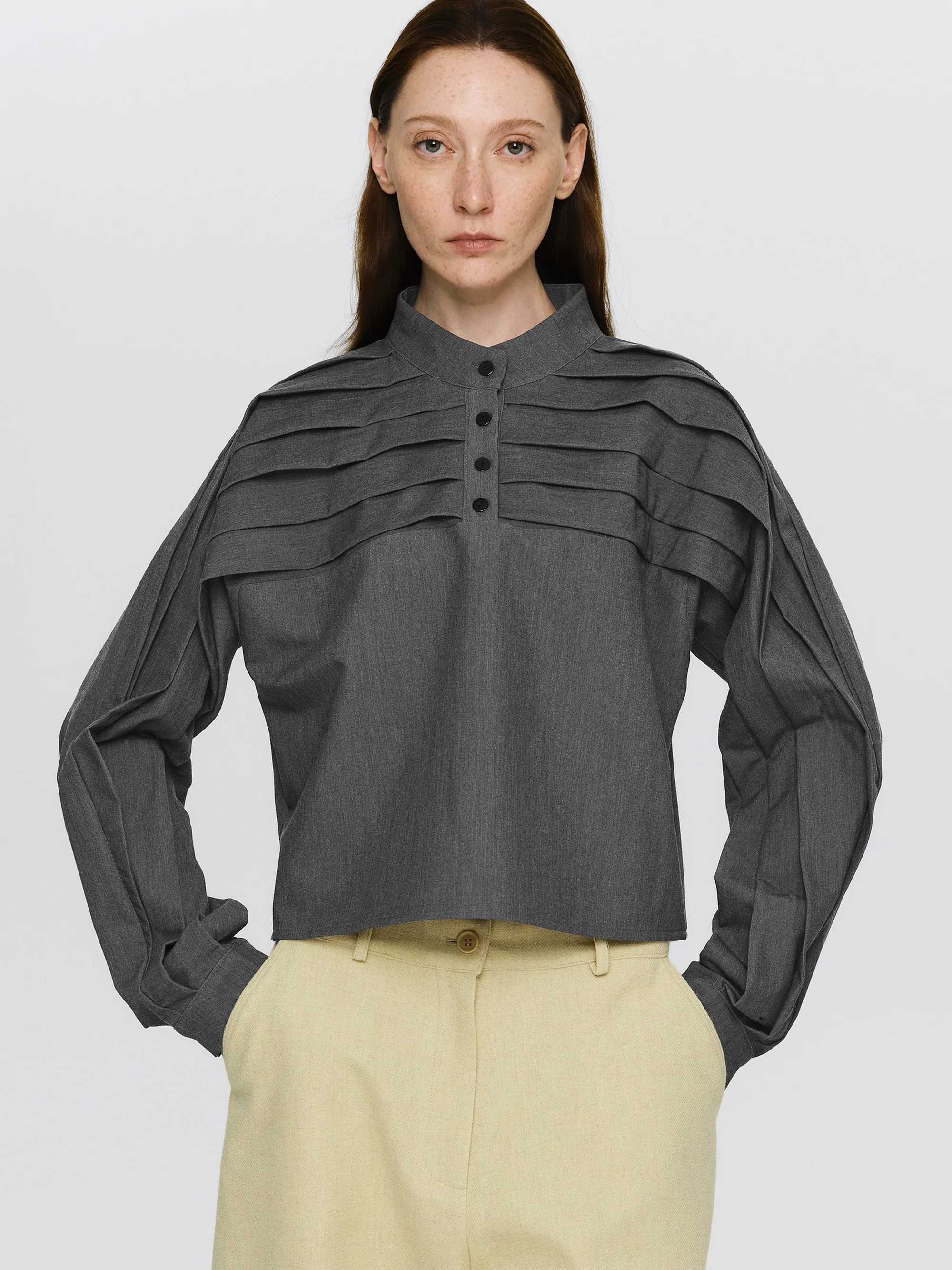 Pleated Top, Grey - Image 4