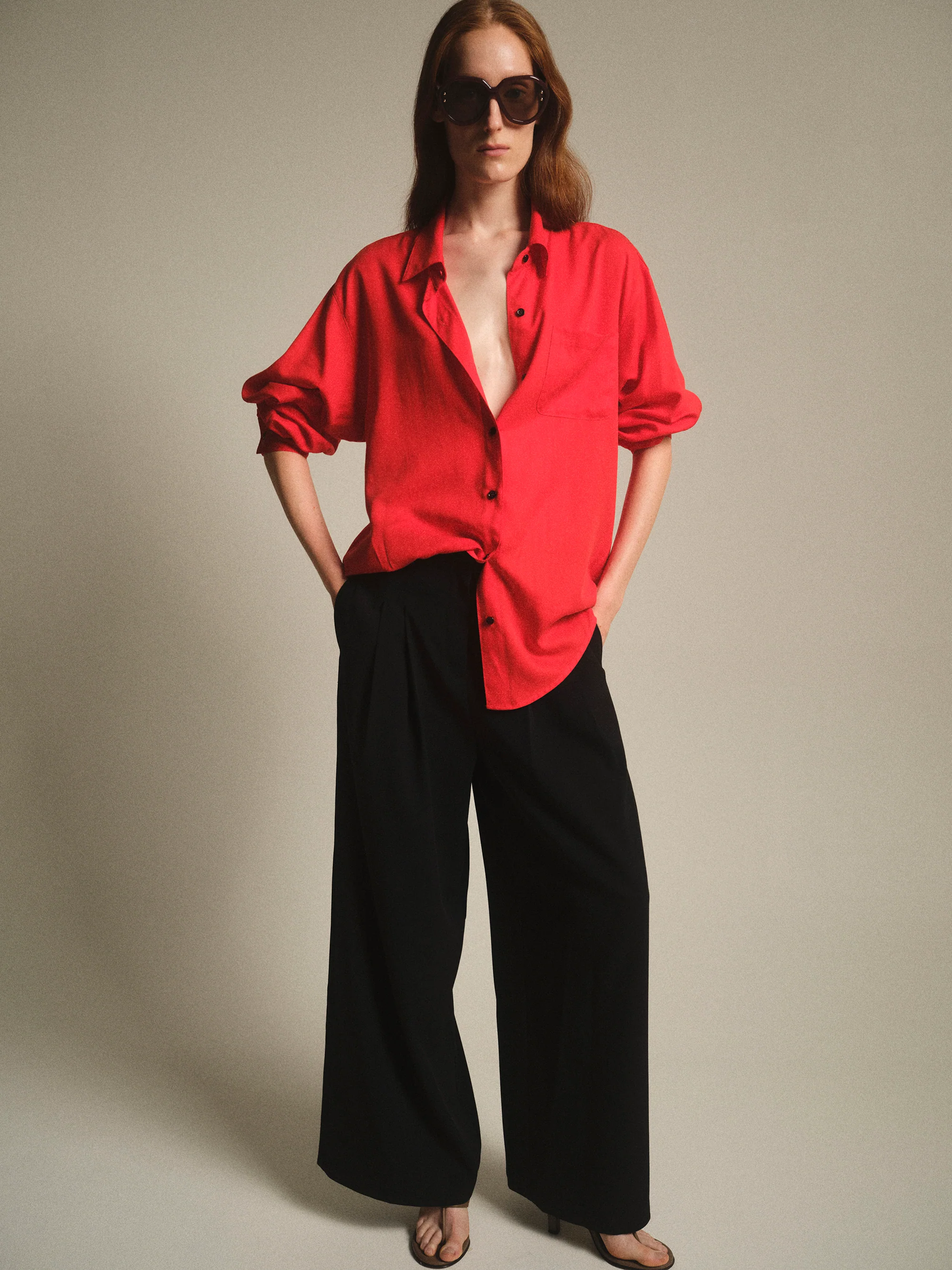 Pleated Trousers, Black - Image 3
