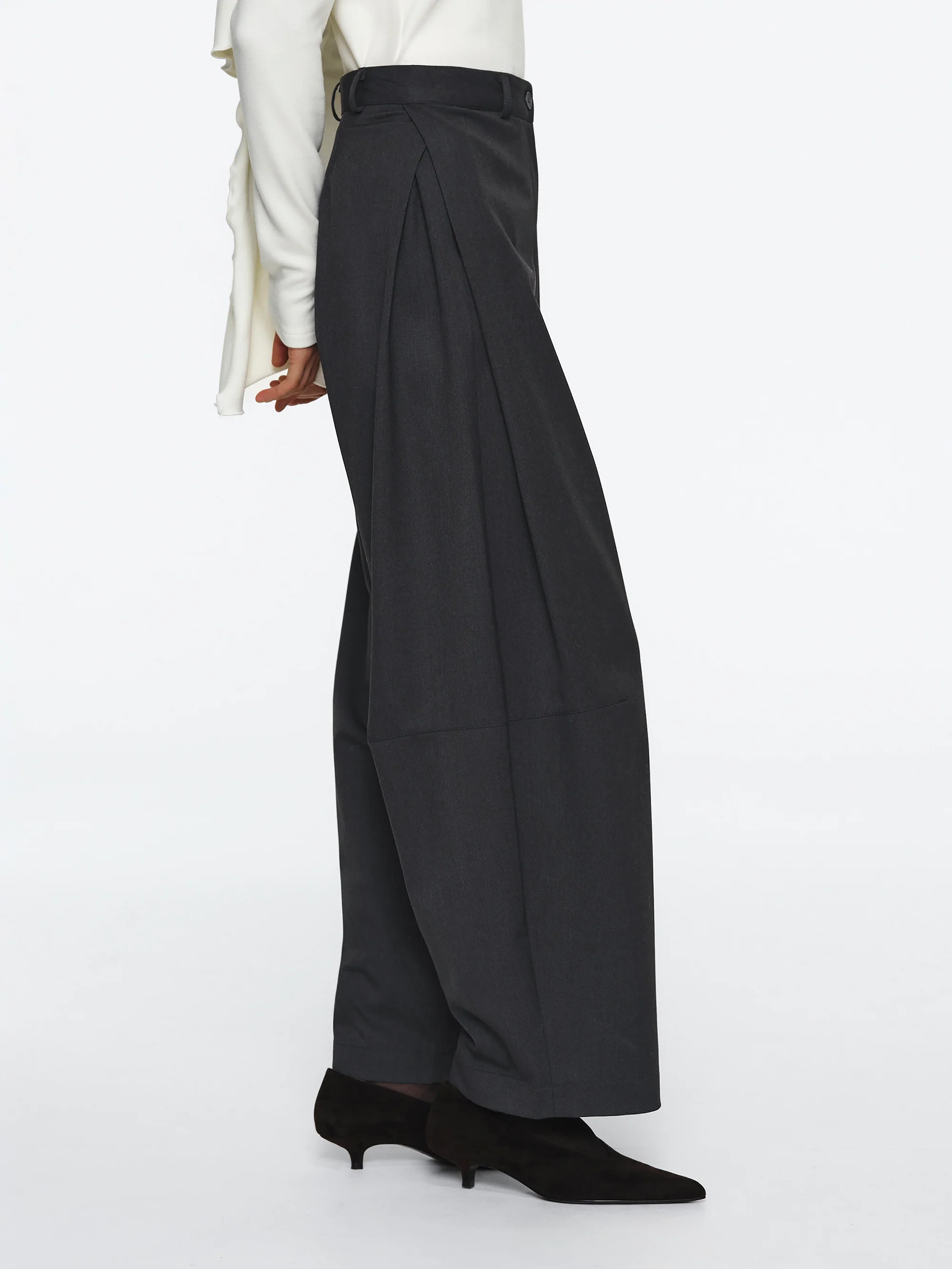 Pleated Trousers, Charcoal Grey