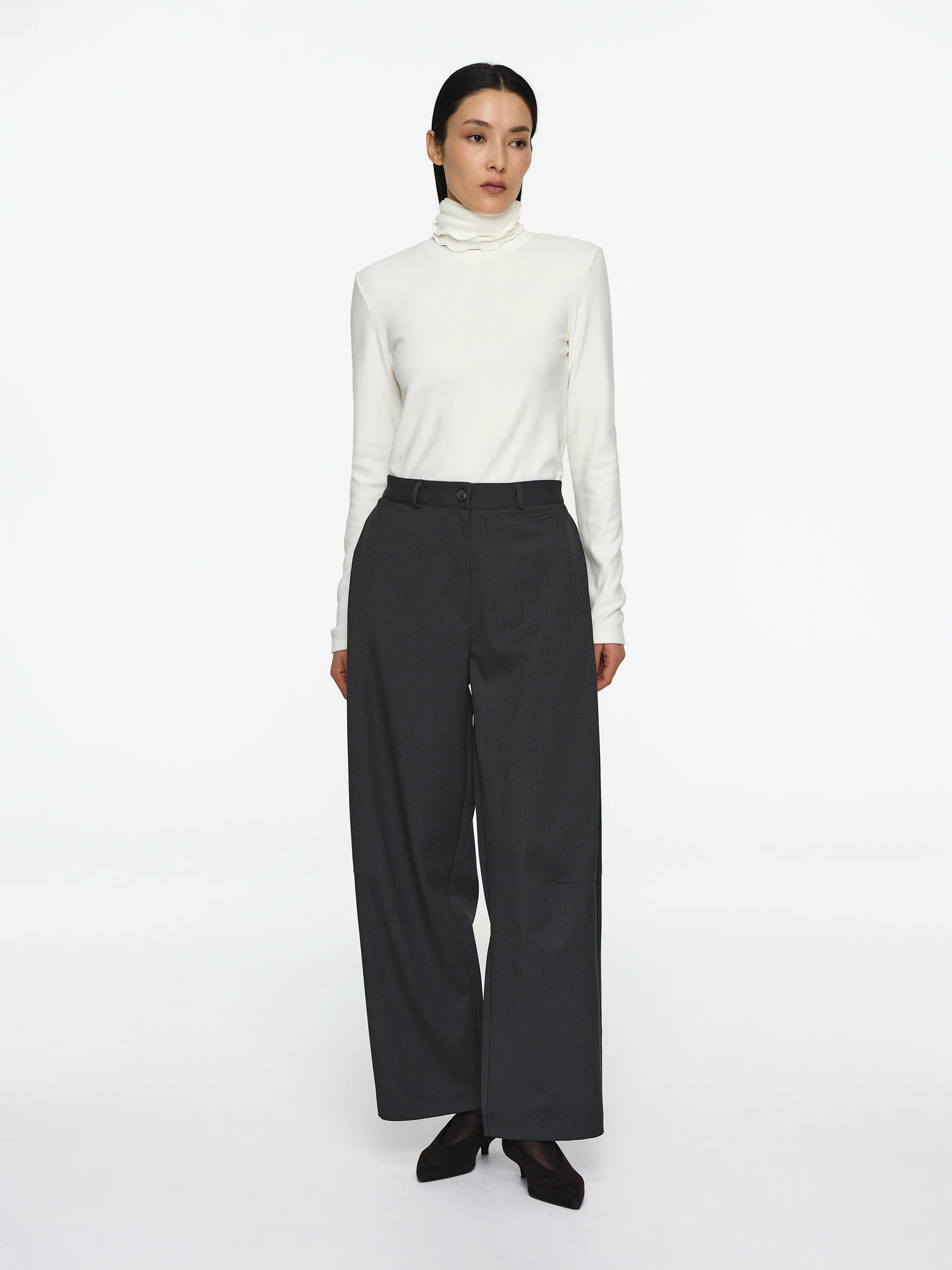 Pleated Trousers, Charcoal Grey - Image 2