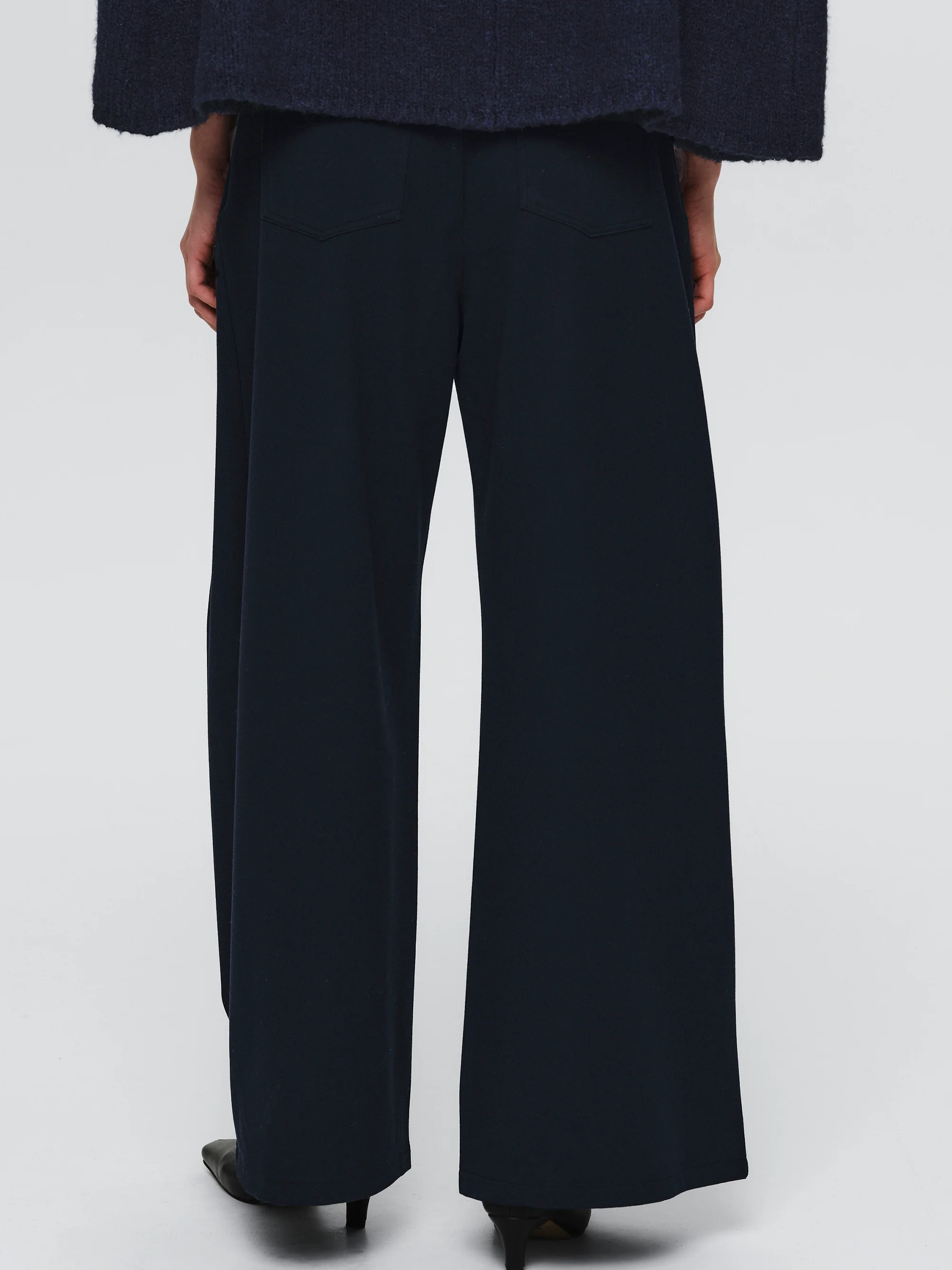 Pleated Trousers, Navy - Image 4