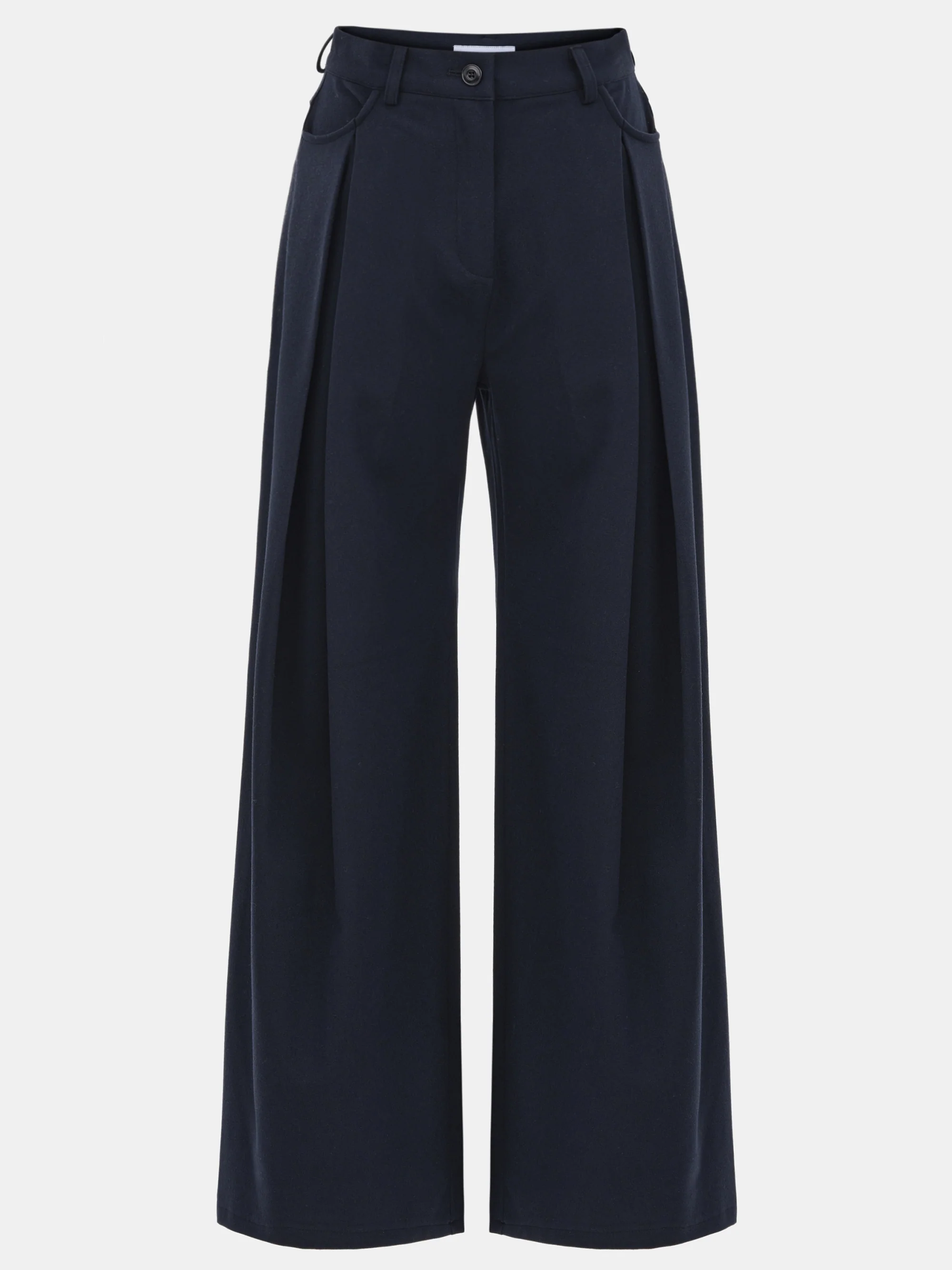 Pleated Trousers, Navy - Image 5