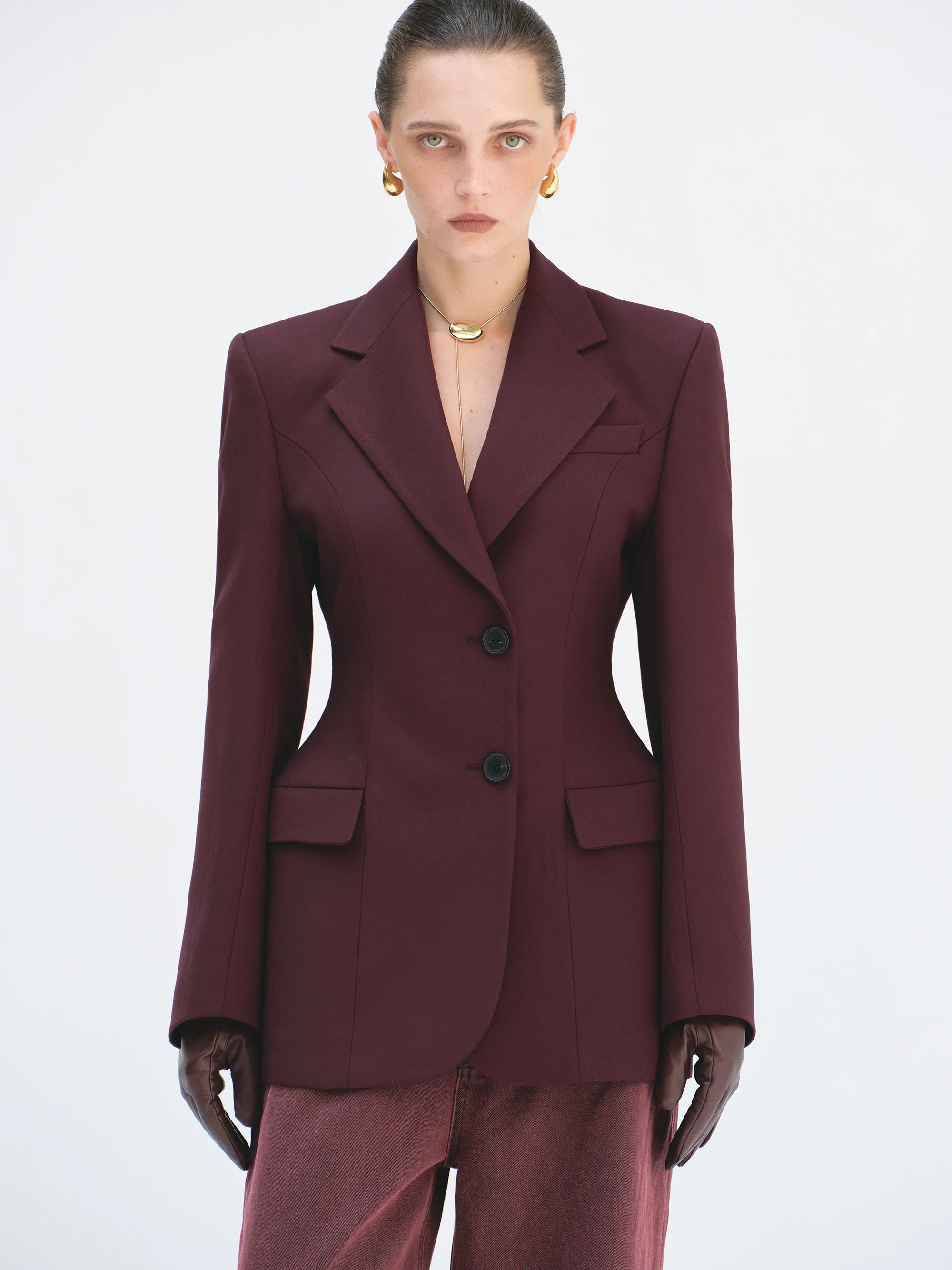 Poldo Hourglass Blazer, Merlot - Image 3