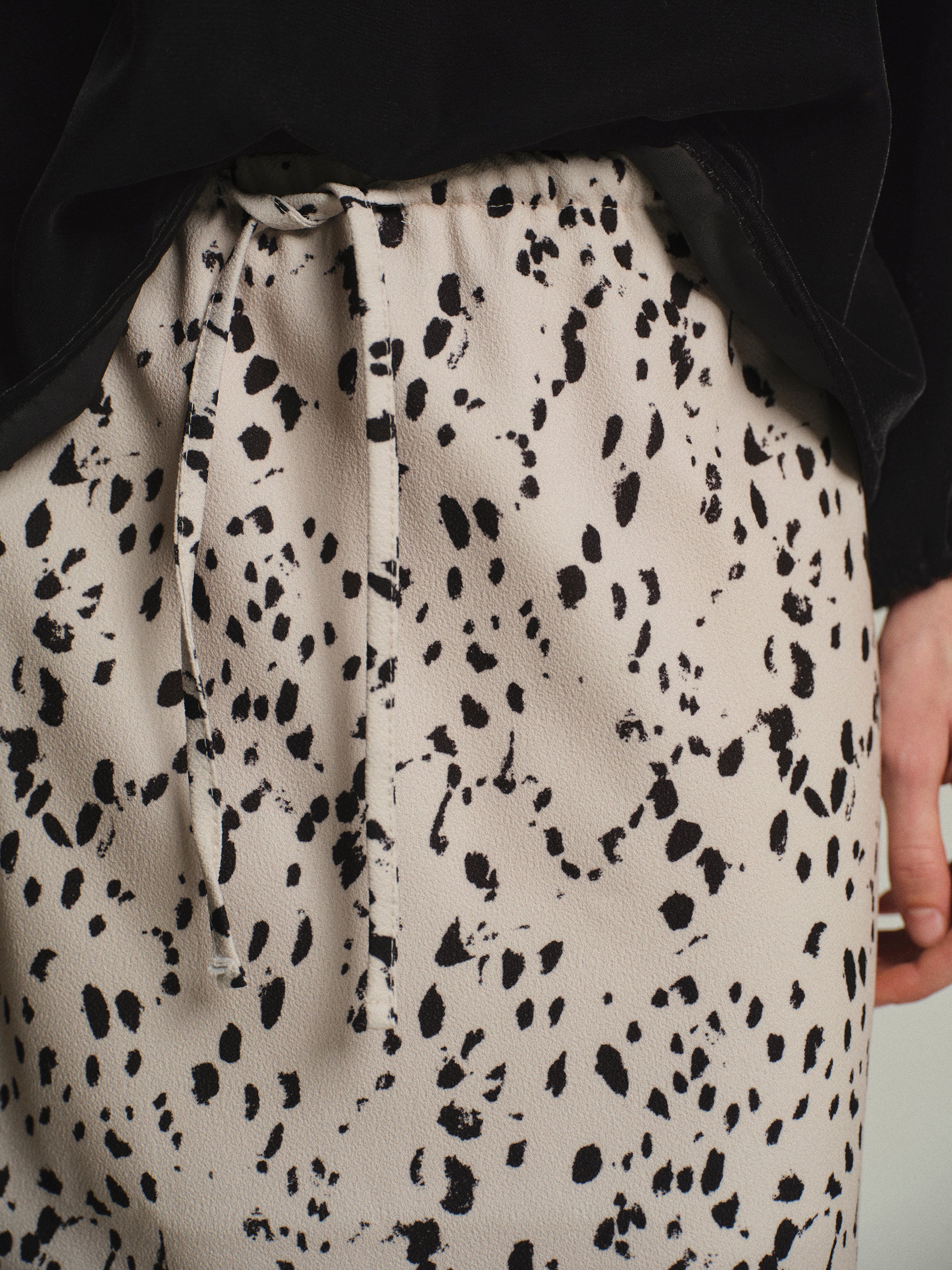 Printed Drawstring Skirt, Ivory - Image 2