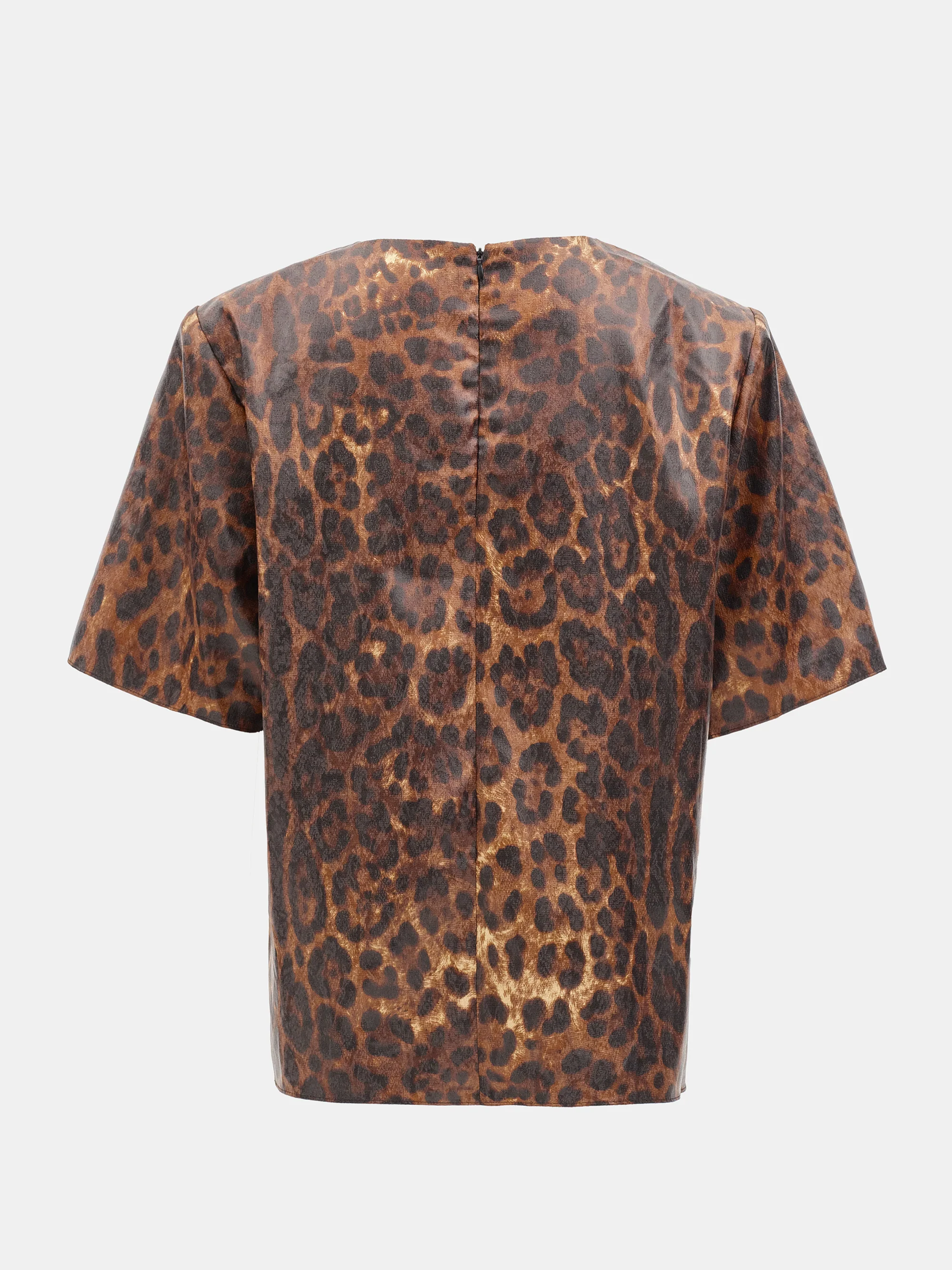Printed Shoulder-Pad Top, Leopard - Image 6