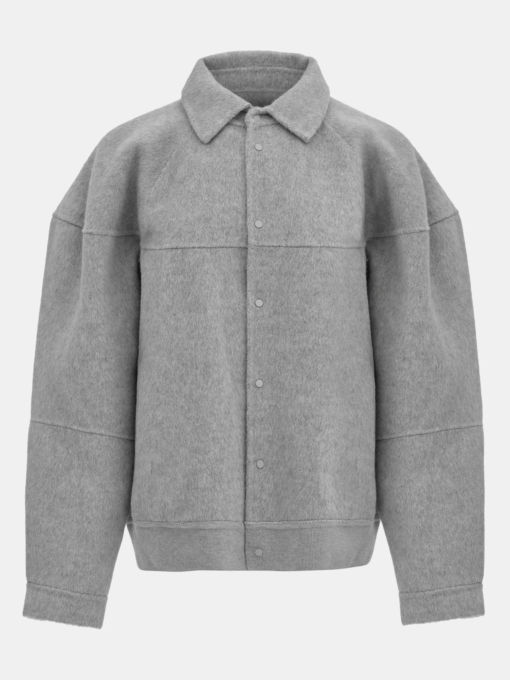Puff Sleeve Wool Jacket, Light Grey - Image 5