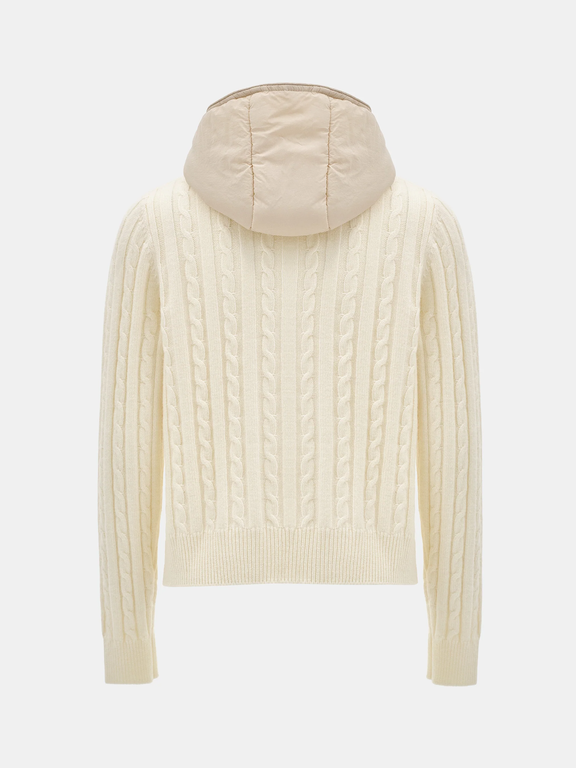 Quilted Hood Cardigan, Ivory - Image 6