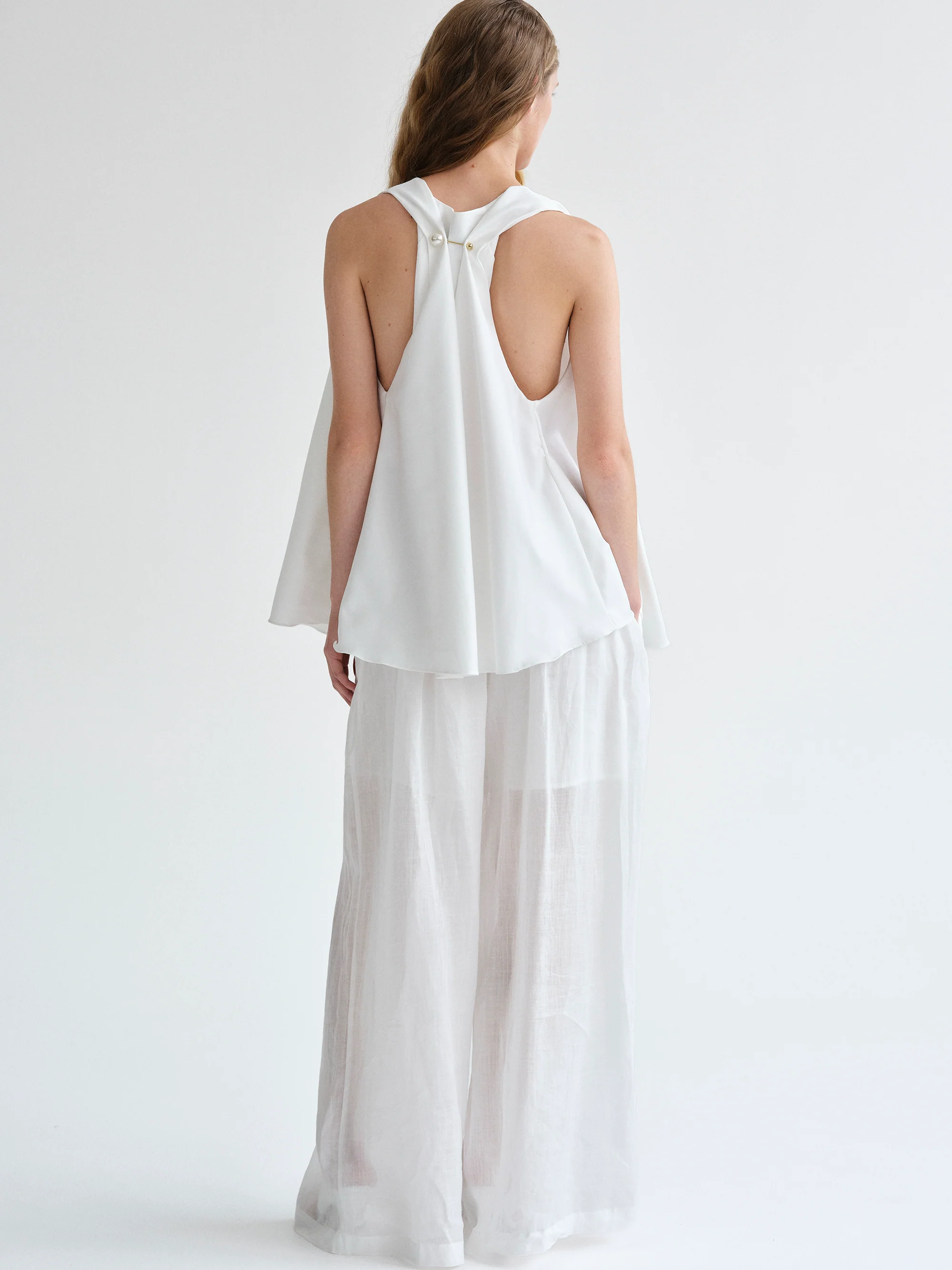 Racerback Satin Top, White