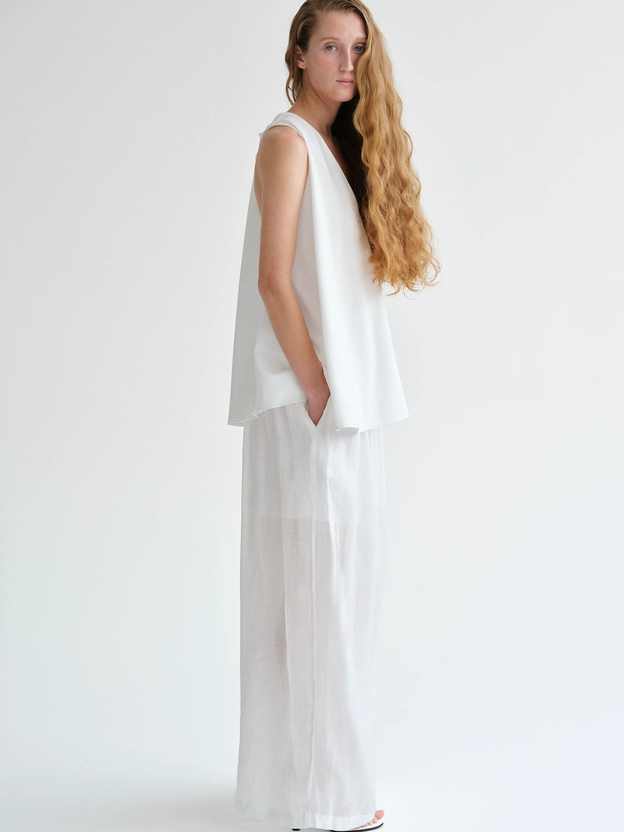 Racerback Satin Top, White - Image 3