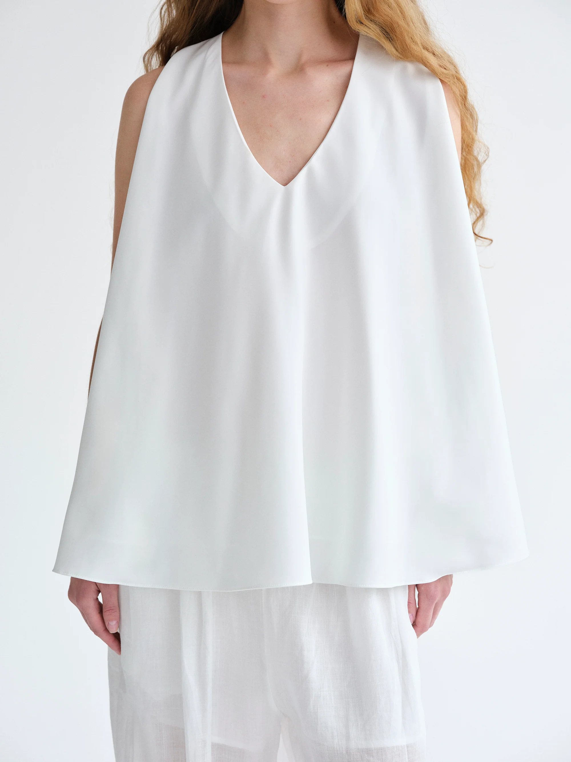 Racerback Satin Top, White - Image 6