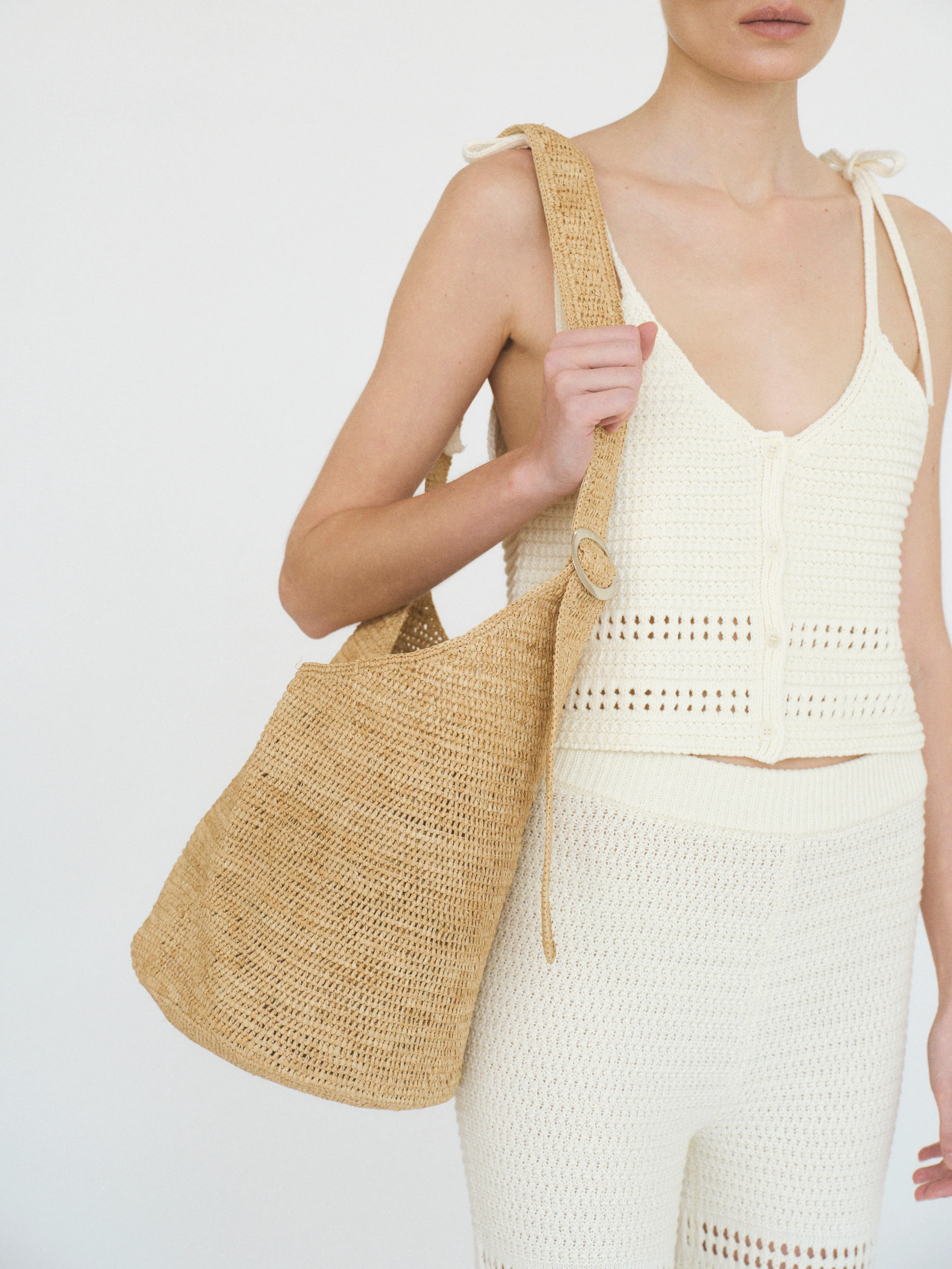 Raffia Bucket Bag, Natural - Image 6
