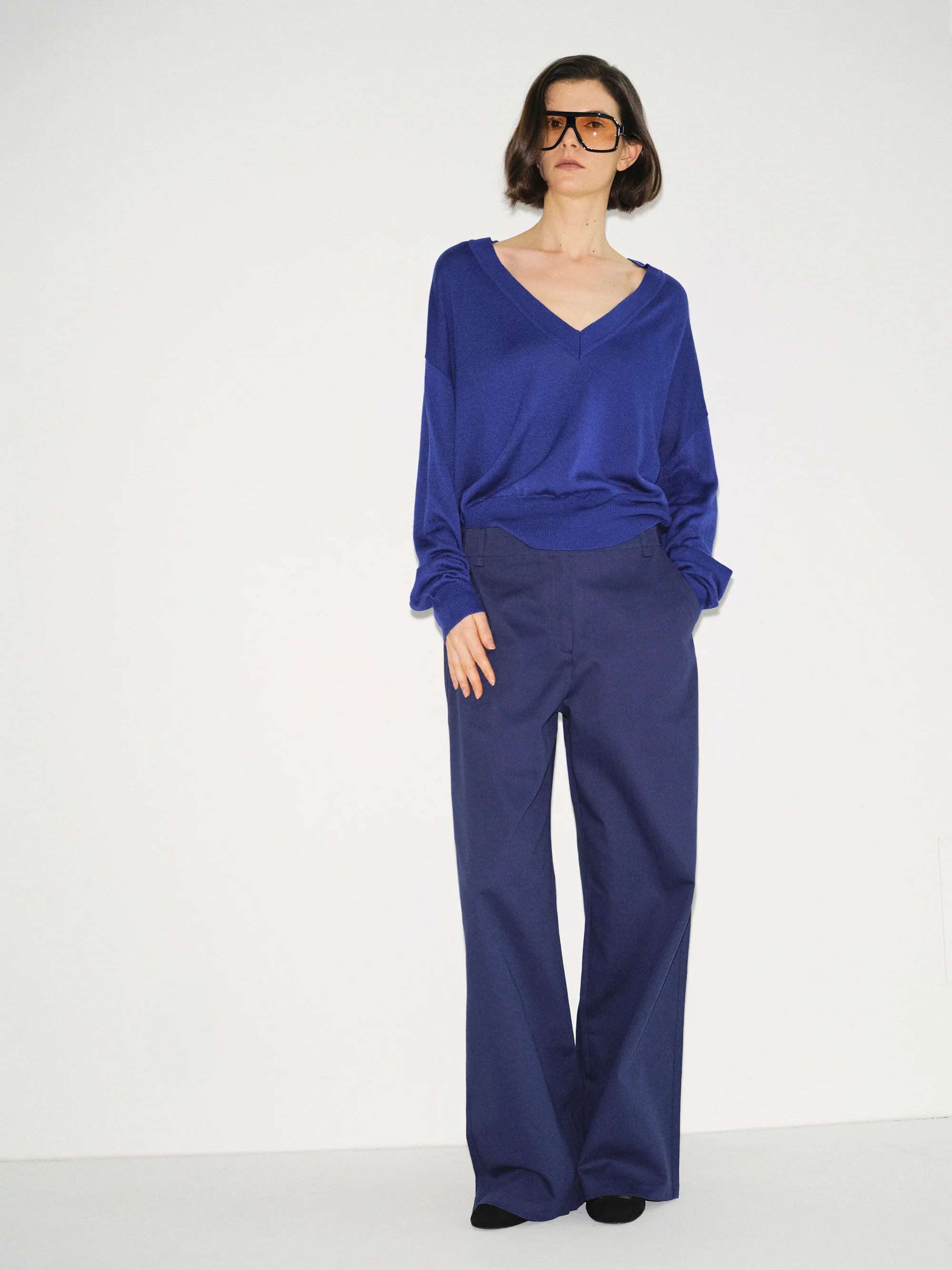 Refined V-Neck Sweater, Blue - Image 4
