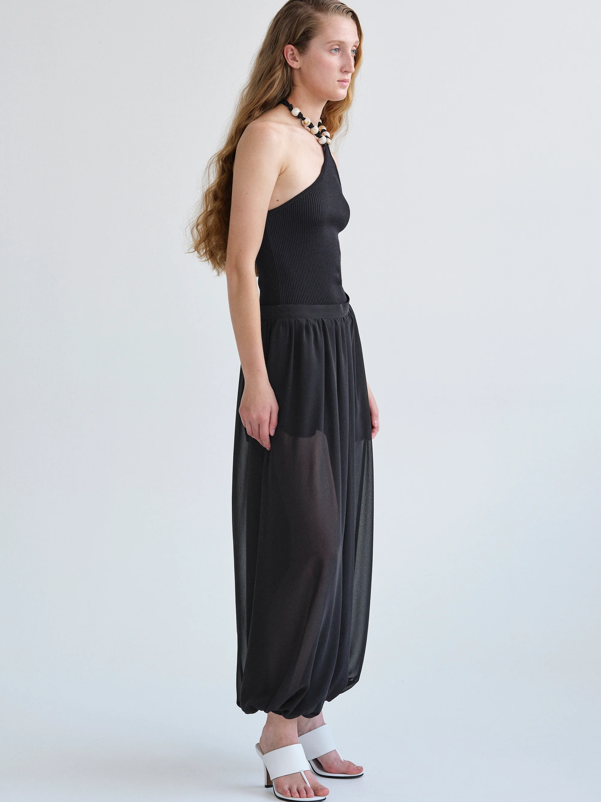 Reifa Semi-Sheer Balloon Trousers, Black - Image 6
