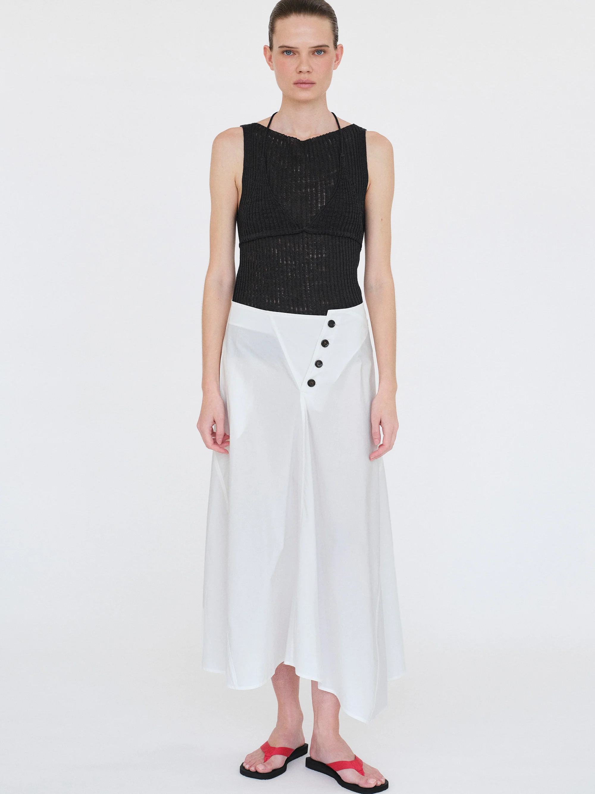 Reine Dual-Layer Knit Top, Black - Image 5