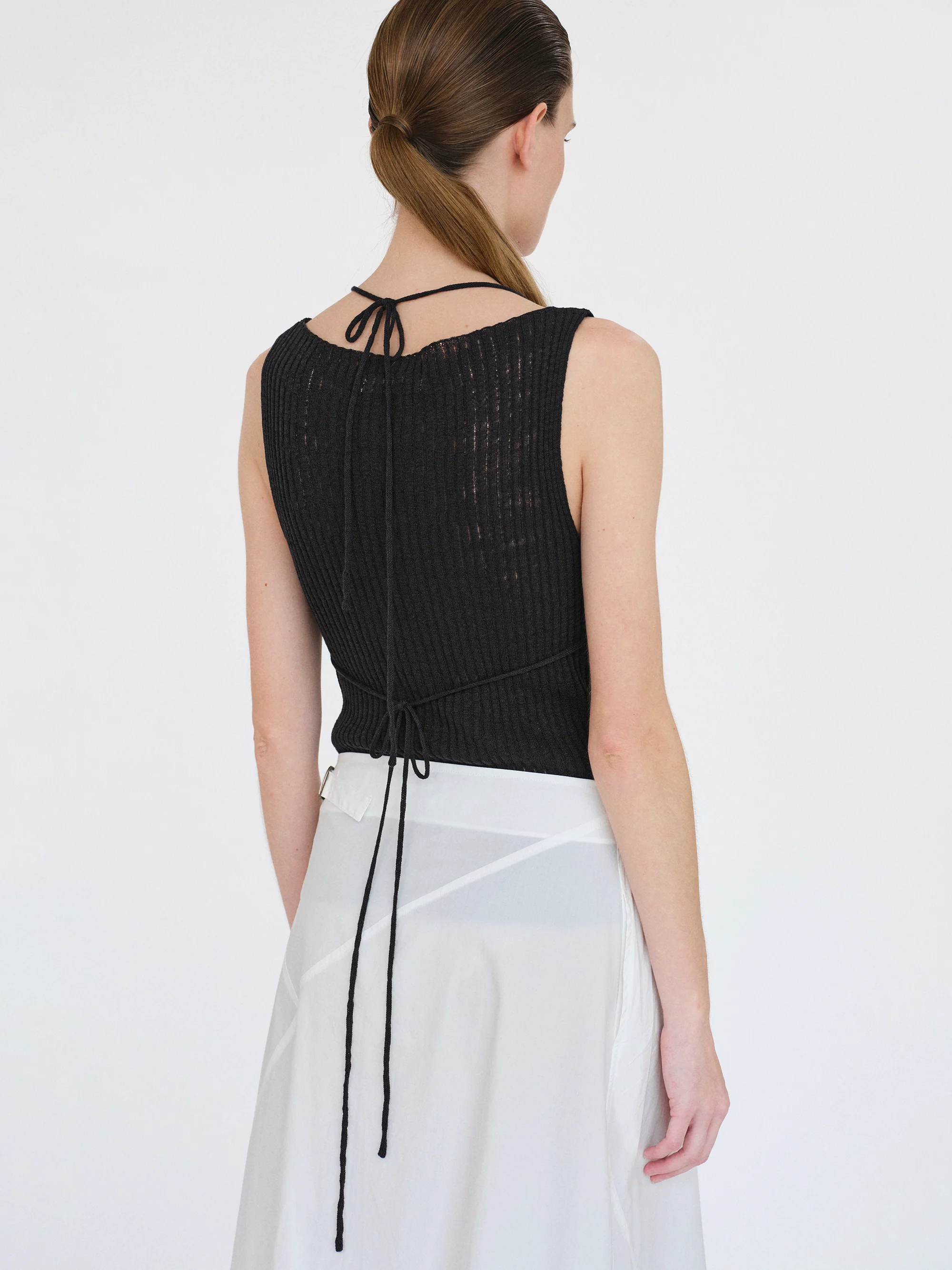 Reine Dual-Layer Knit Top, Black - Image 7