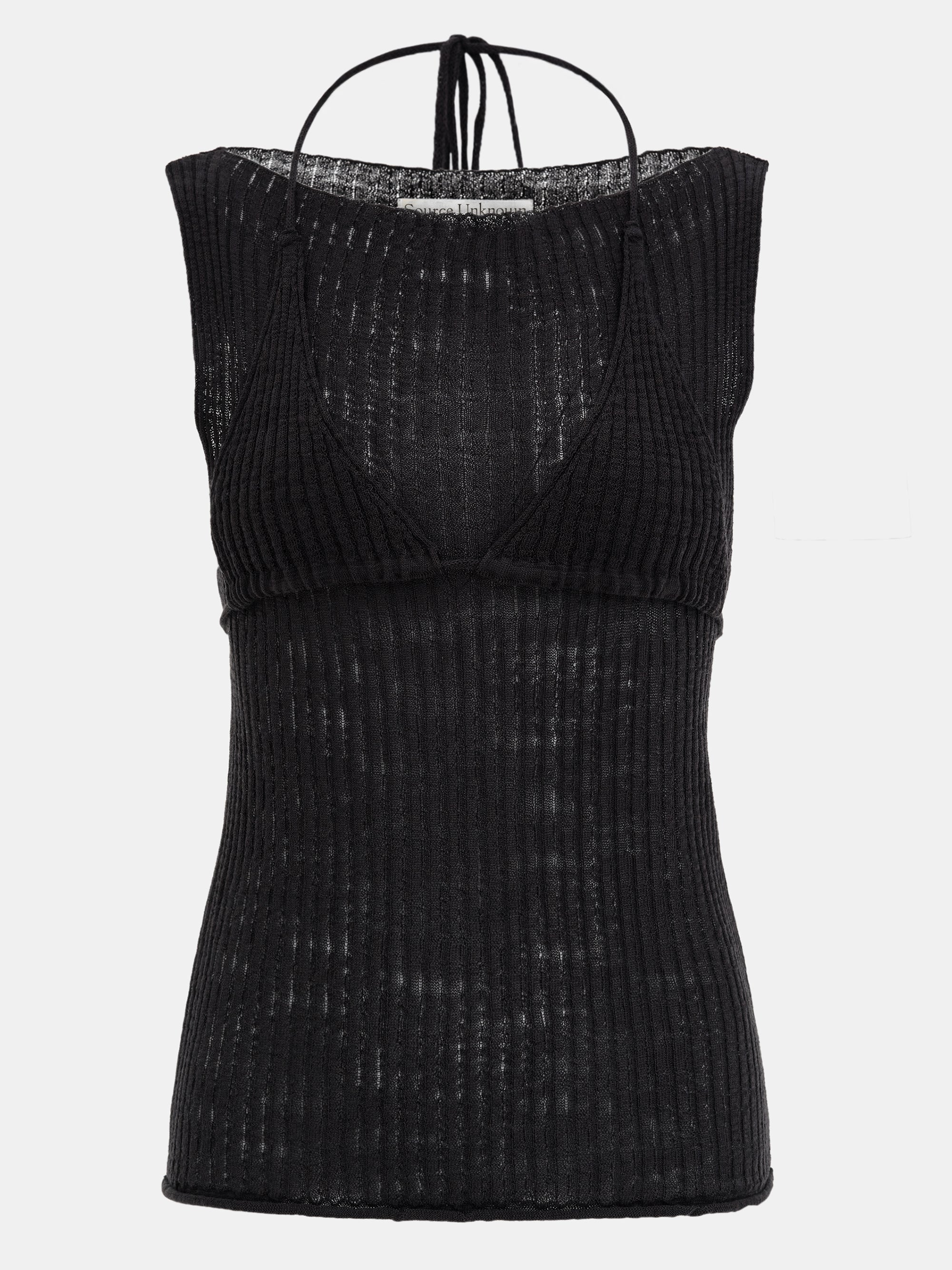 Reine Dual-Layer Knit Top, Black - Image 9