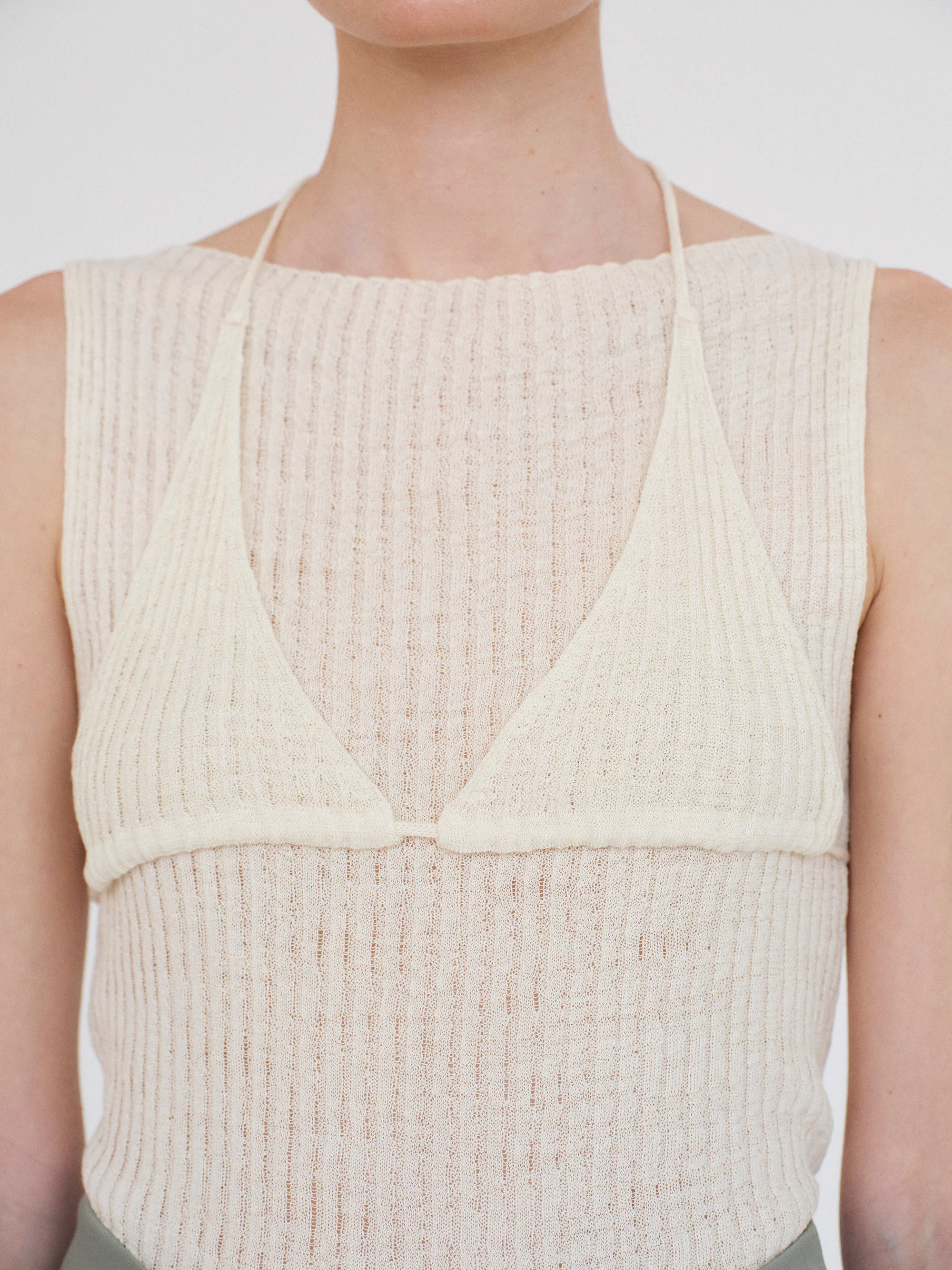 Reine Dual-Layer Knit Top, Ivory - Image 3