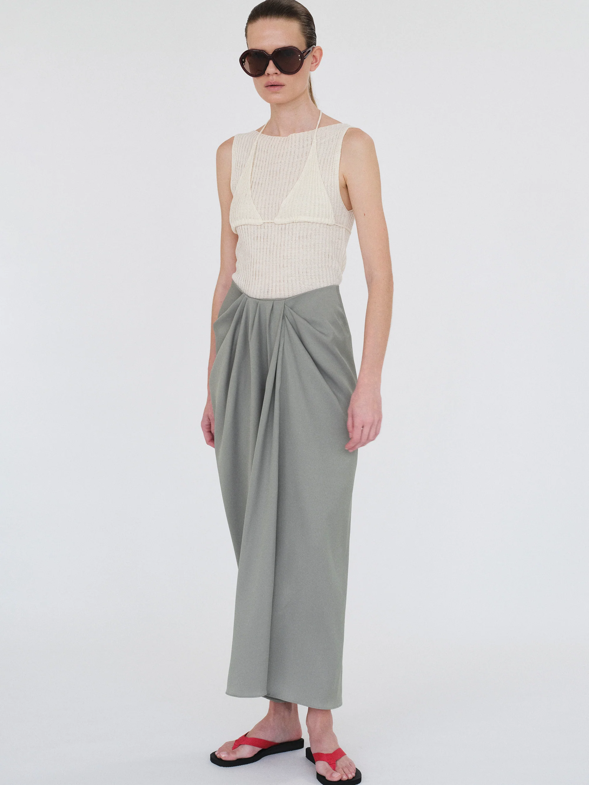 Reine Dual-Layer Knit Top, Ivory - Image 5