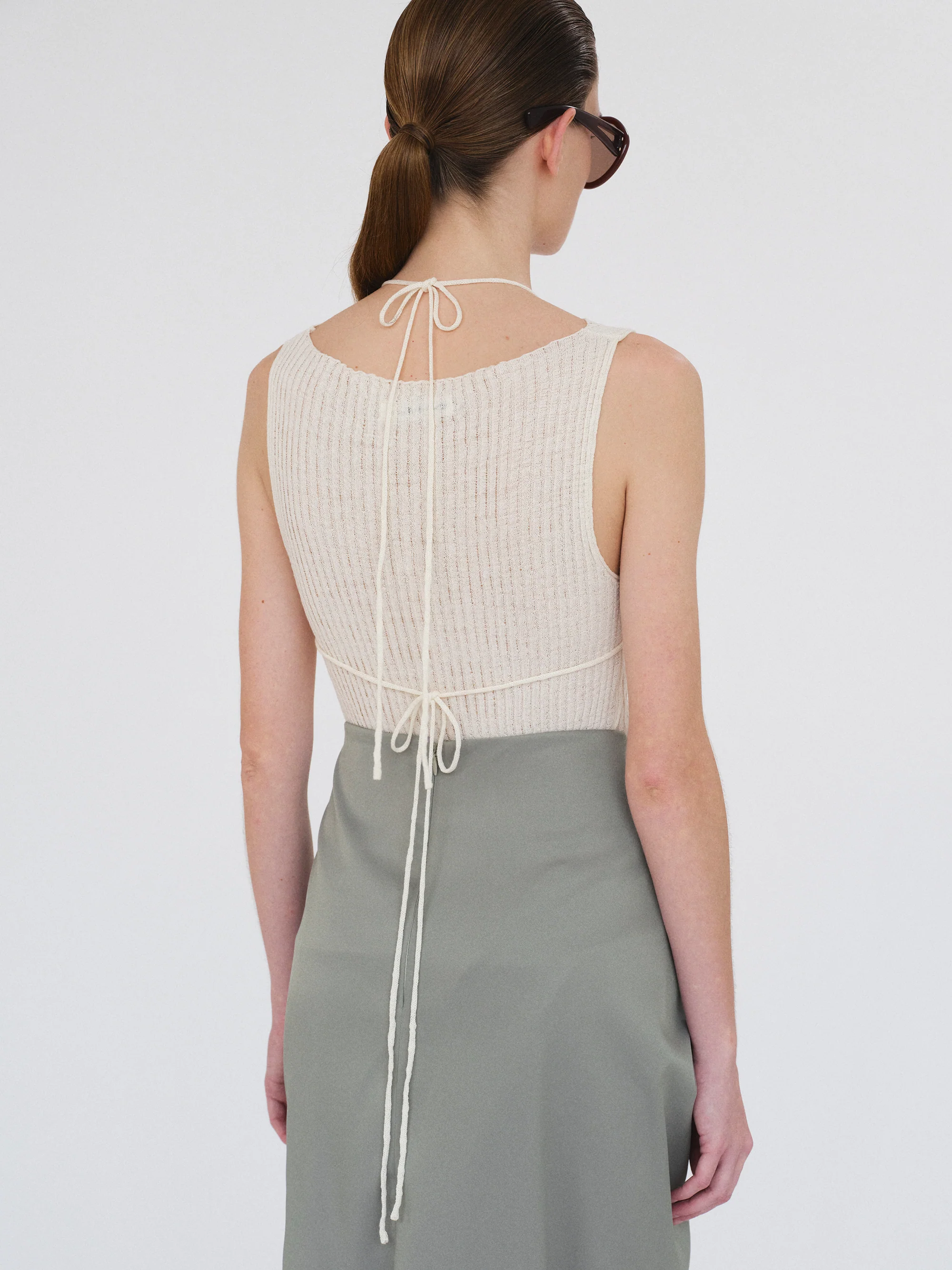 Reine Dual-Layer Knit Top, Ivory - Image 7