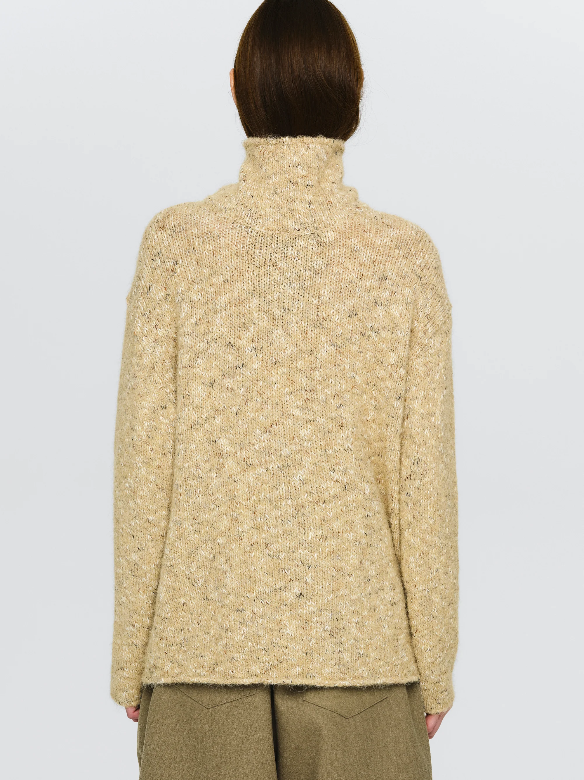 Relaxed Melange Turtleneck, Beige - Image 4