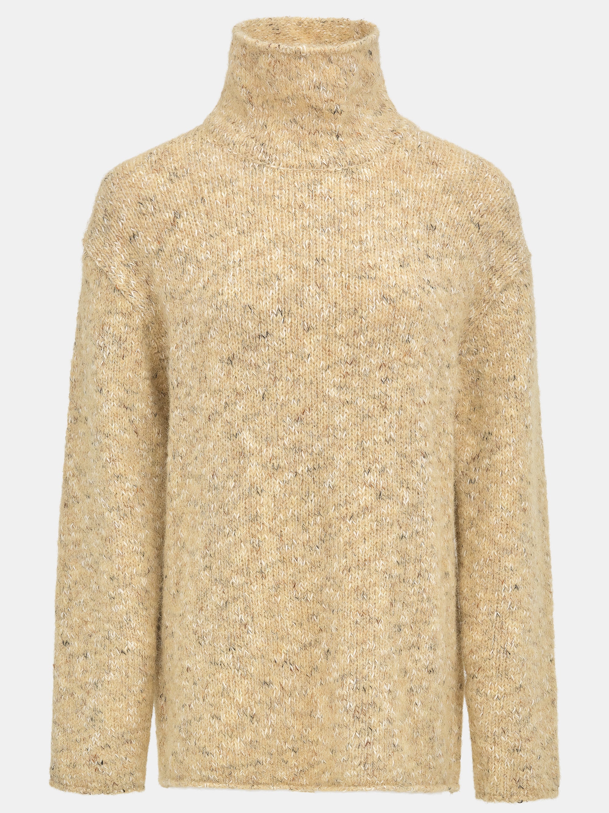 Relaxed Melange Turtleneck, Beige - Image 5