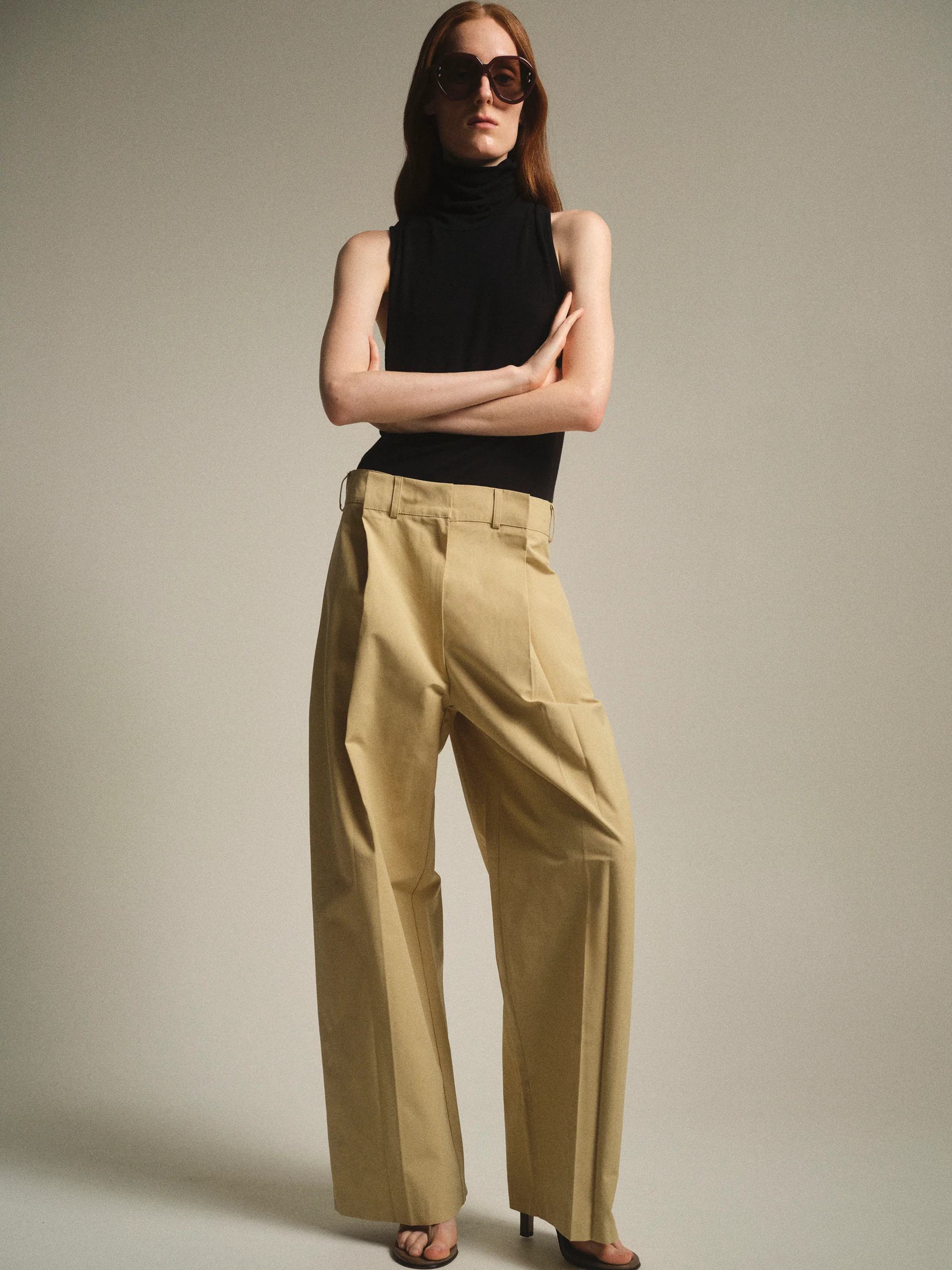 Relaxed Pleated Chinos, Beige - Image 3
