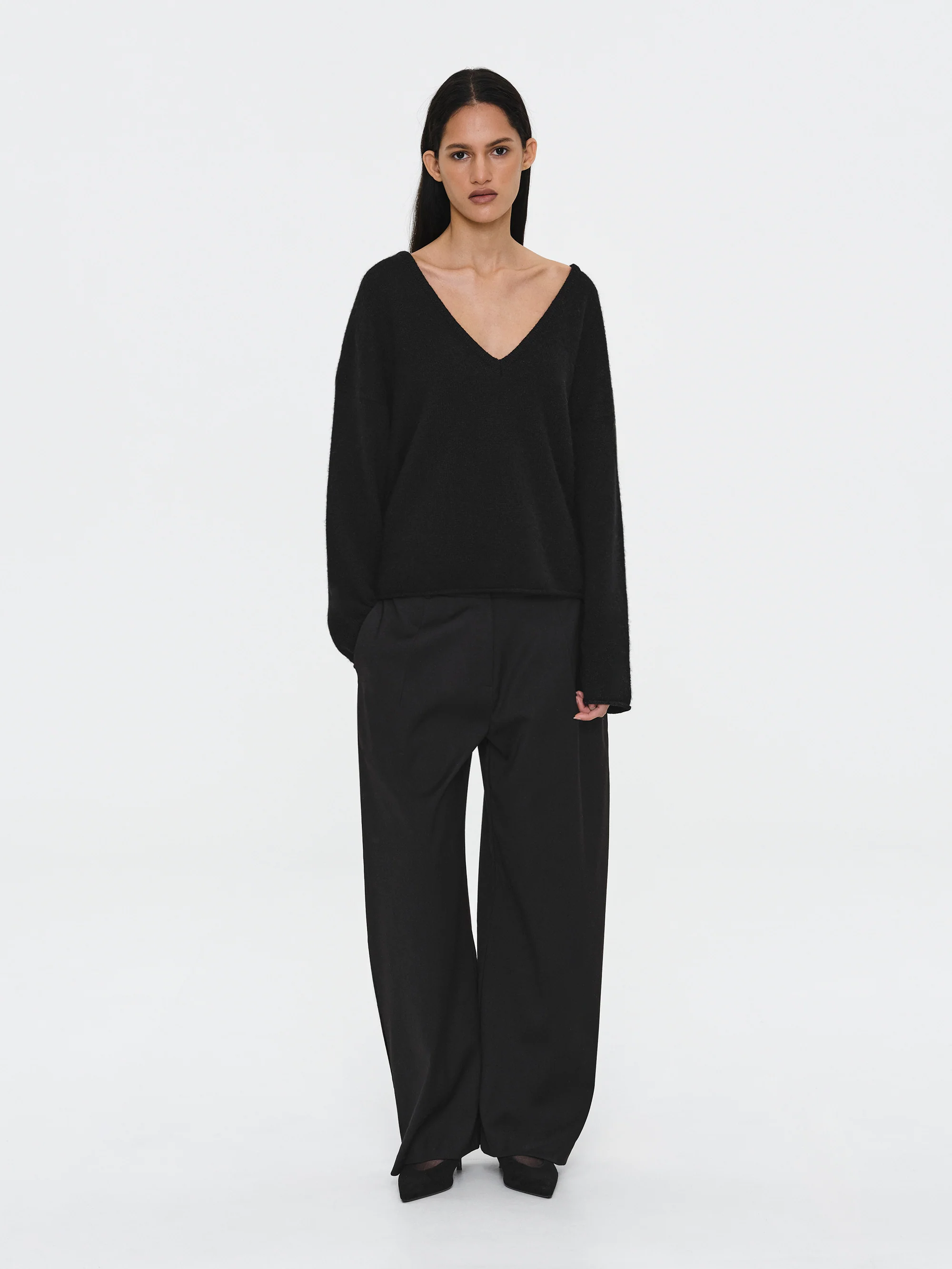 Relaxed Tailored Trousers, Black - Image 2
