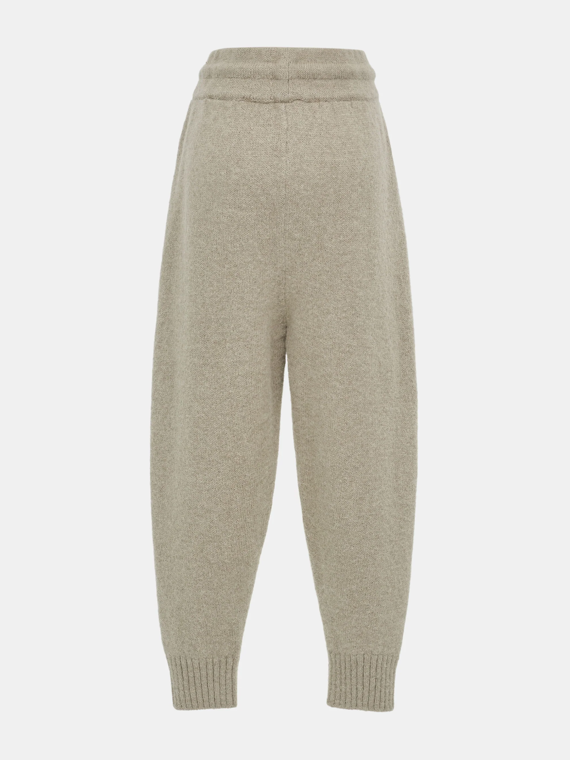 Relaxed Wool-Blend Lounge Knit Pants, Beige - Image 6