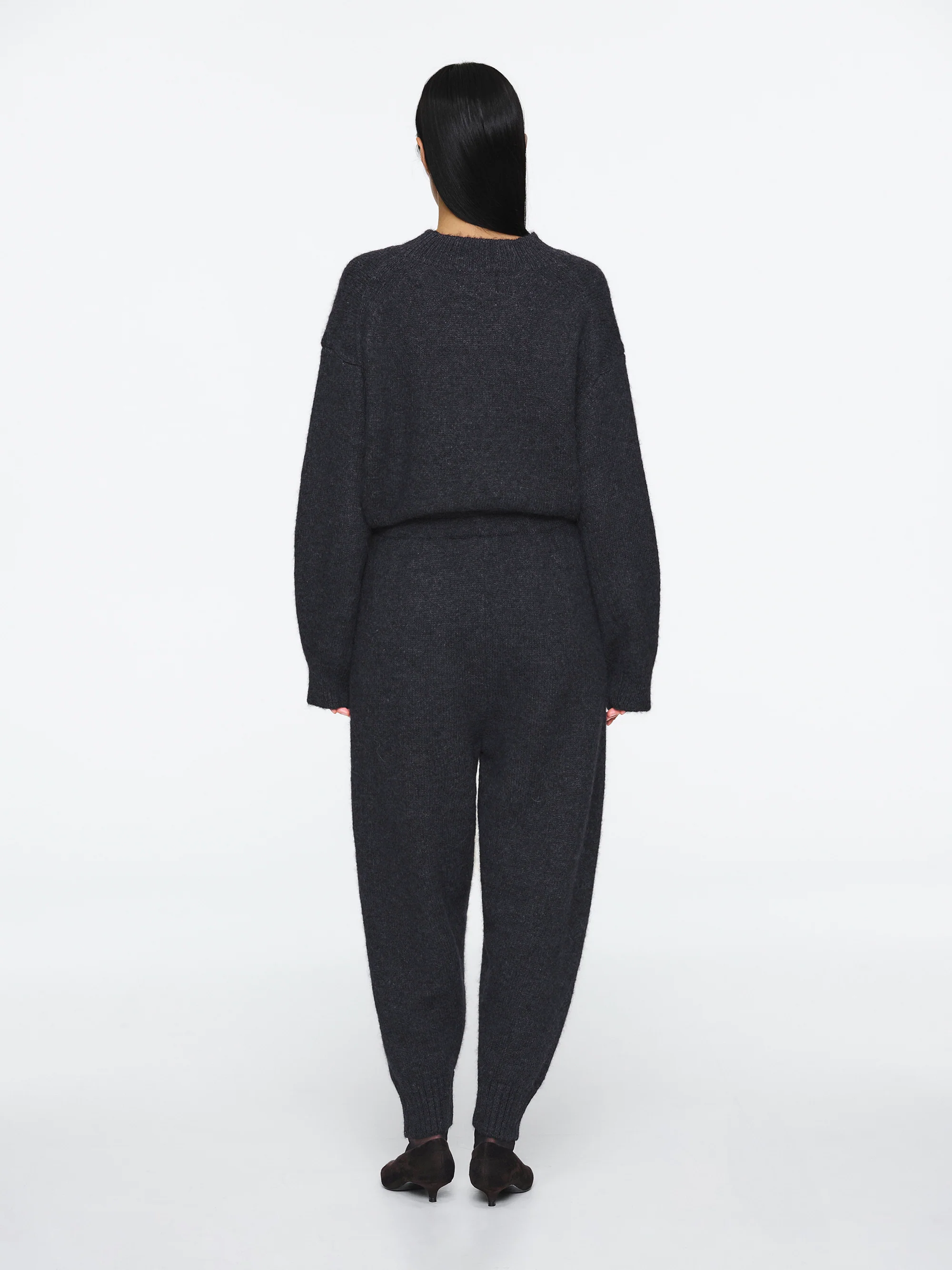 Relaxed Wool-Blend Lounge Knit Pants, Charcoal - Image 4