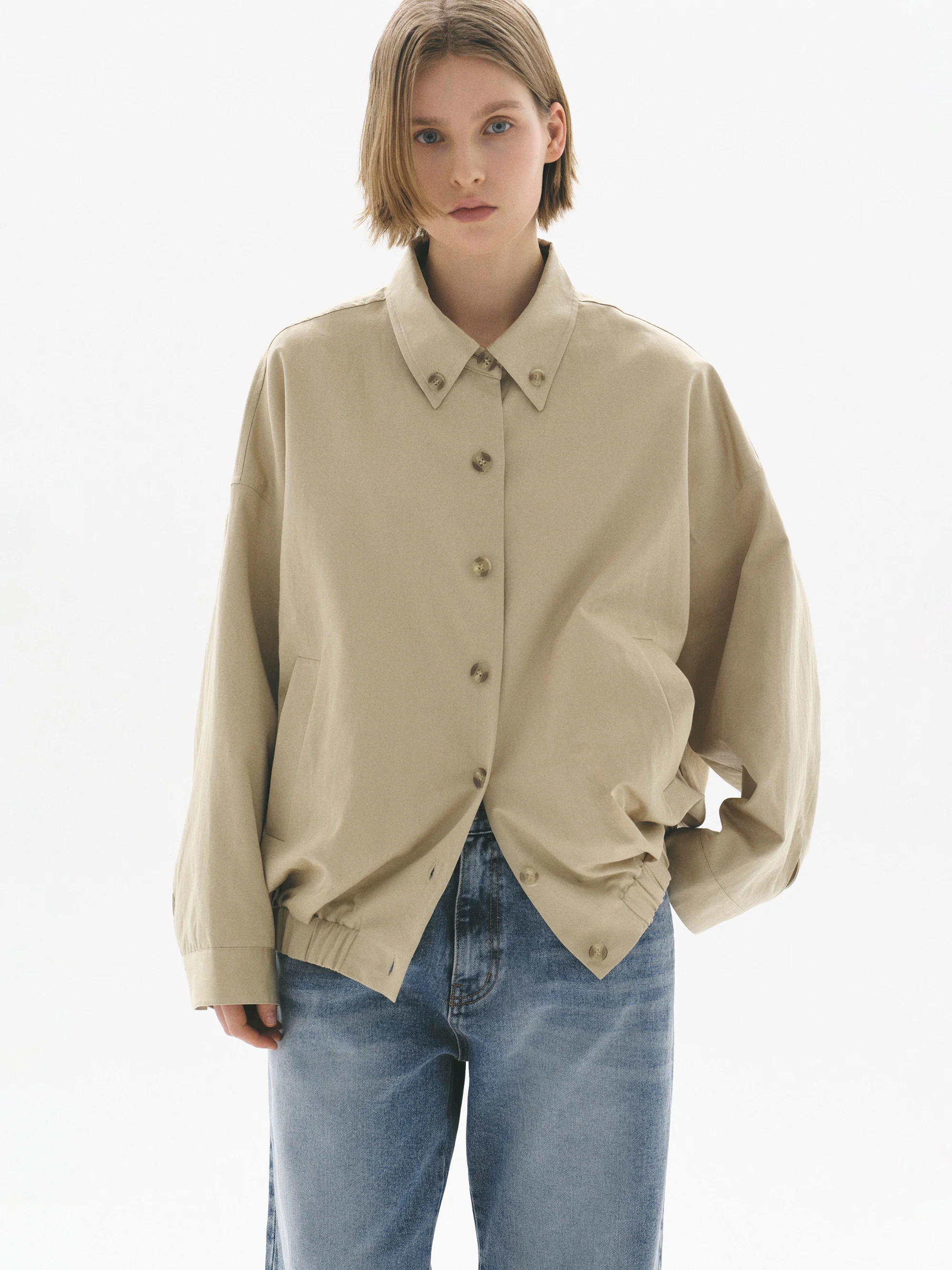 Remi Shirt Blouson Jacket, Beige
