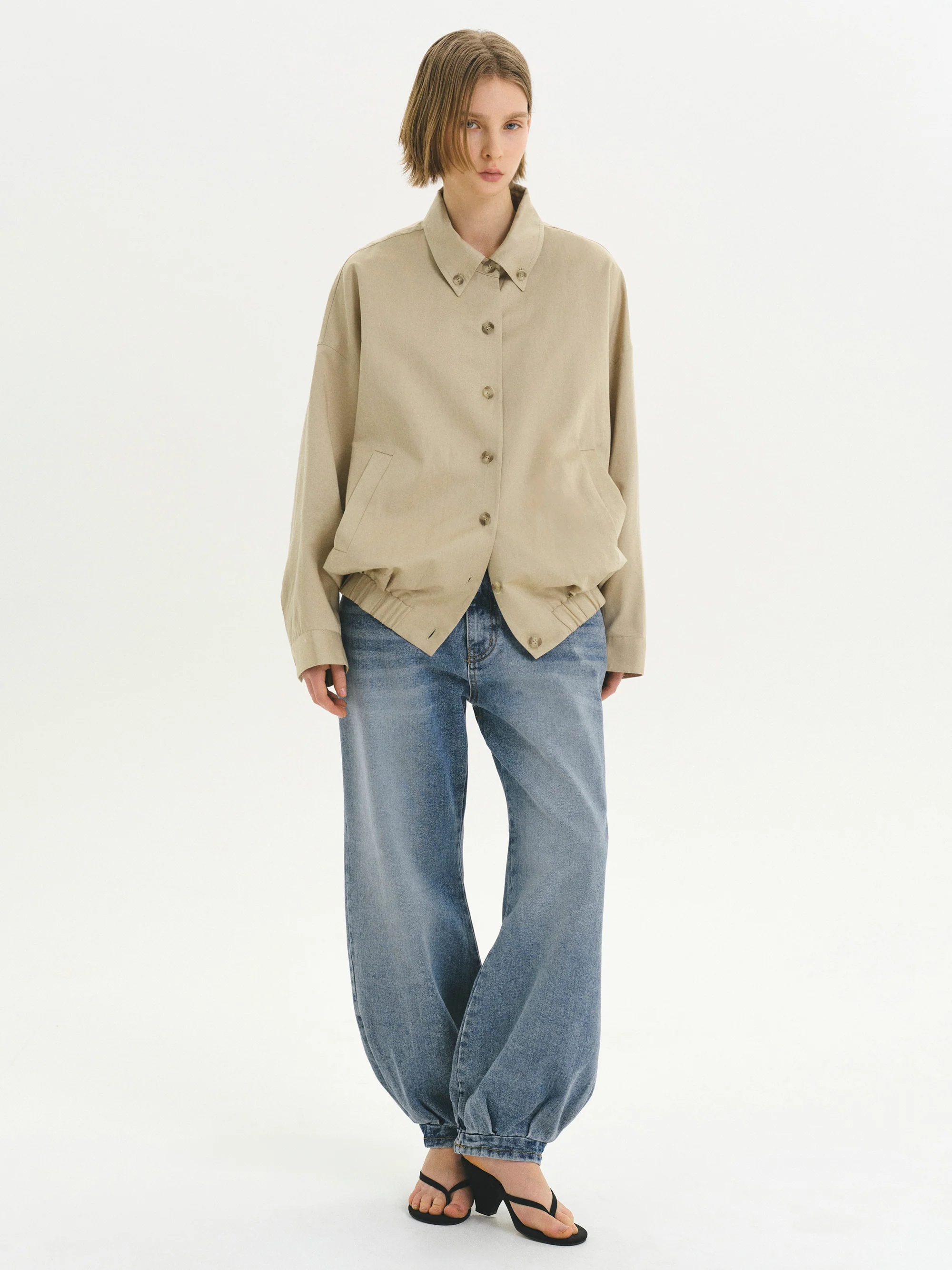 Remi Shirt Blouson Jacket, Beige - Image 3