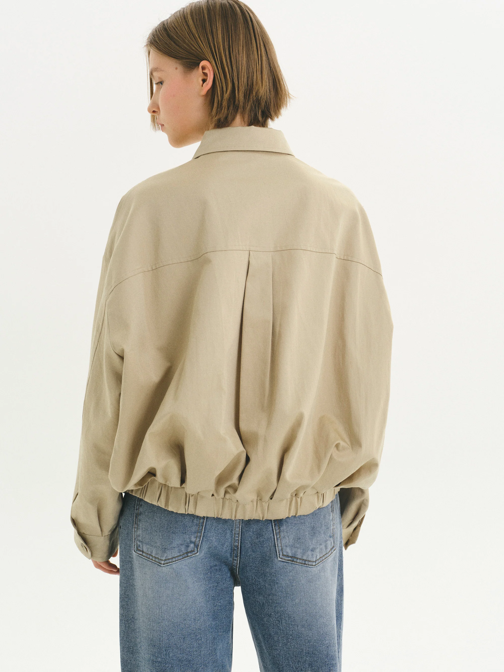 Remi Shirt Blouson Jacket, Beige - Image 5