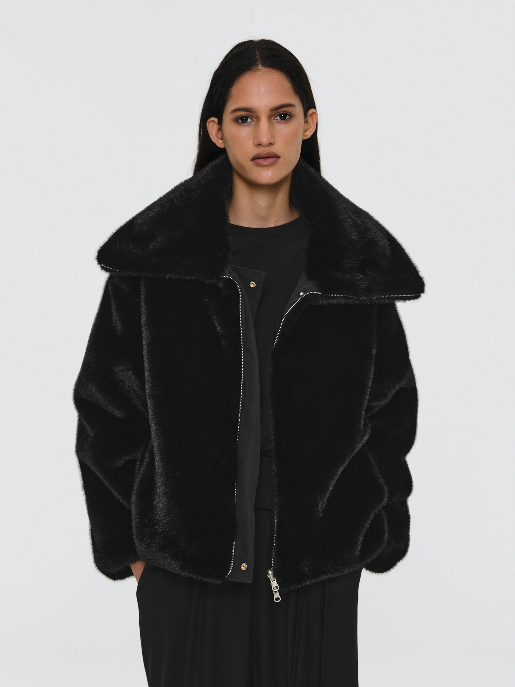 Reversible Faux-Fur Jacket, Black - Image 2