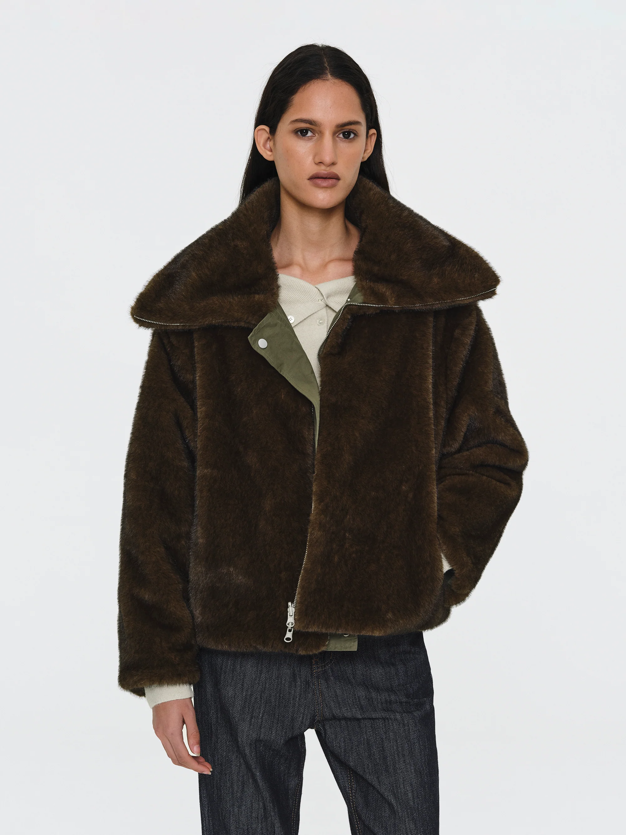 Reversible Faux-Fur Jacket, Brown - Image 2