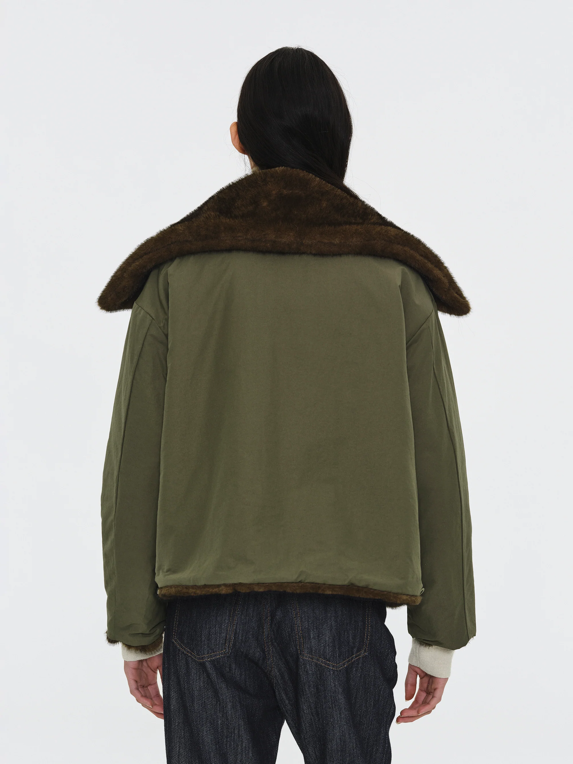 Reversible Faux-Fur Jacket, Brown - Image 3