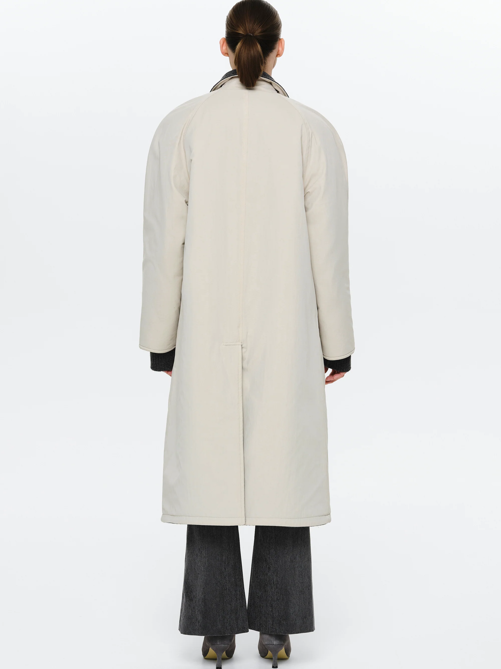 Reversible Wool Coat, Charcoal - Image 4
