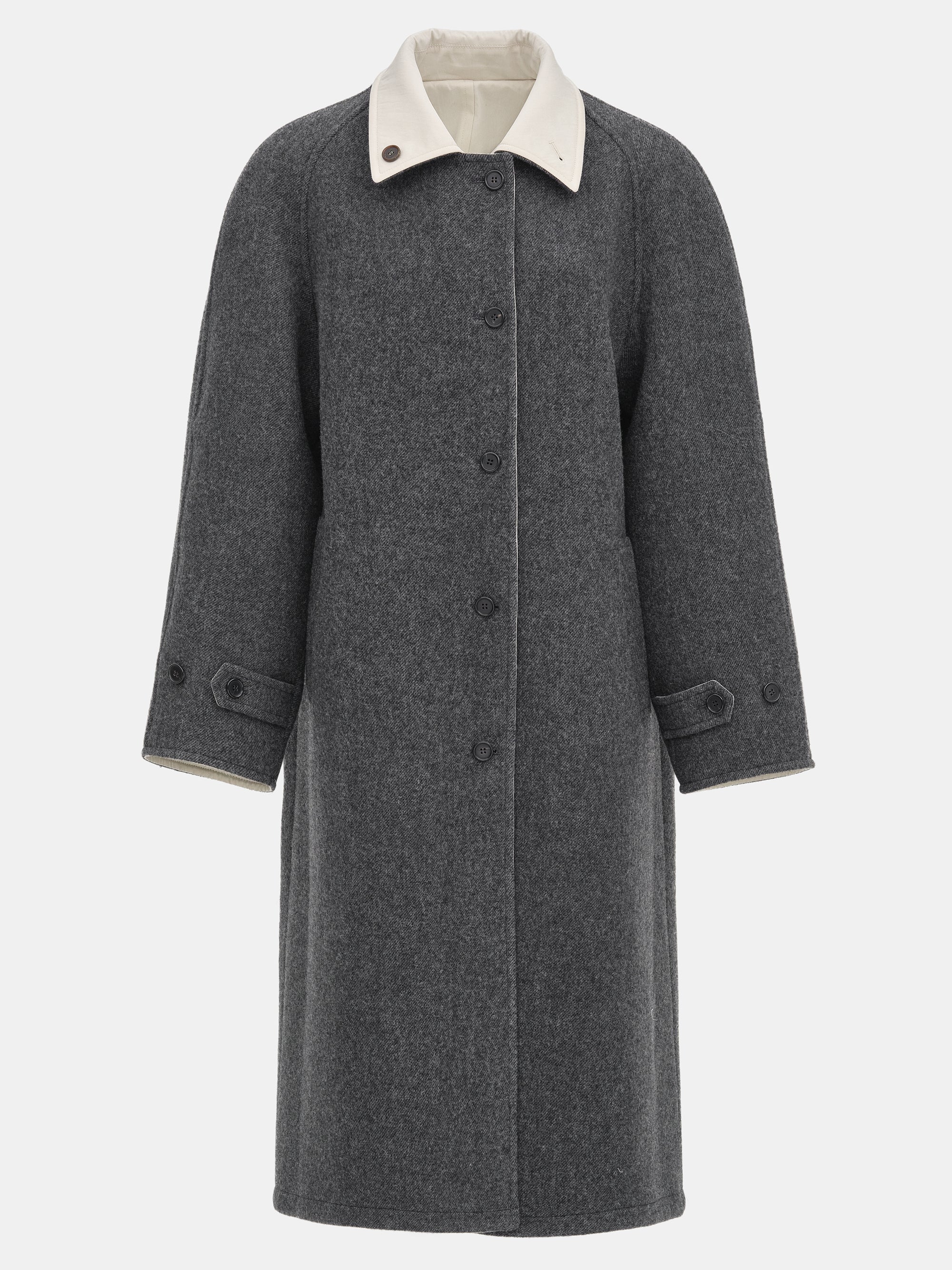 Reversible Wool Coat, Charcoal - Image 5