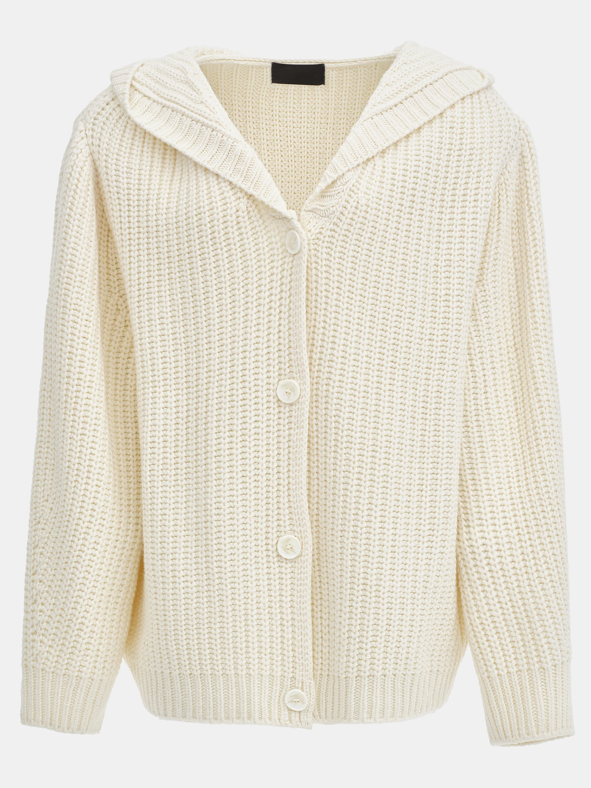 Rib Knit Hooded Cardigan, Ivory - Image 4