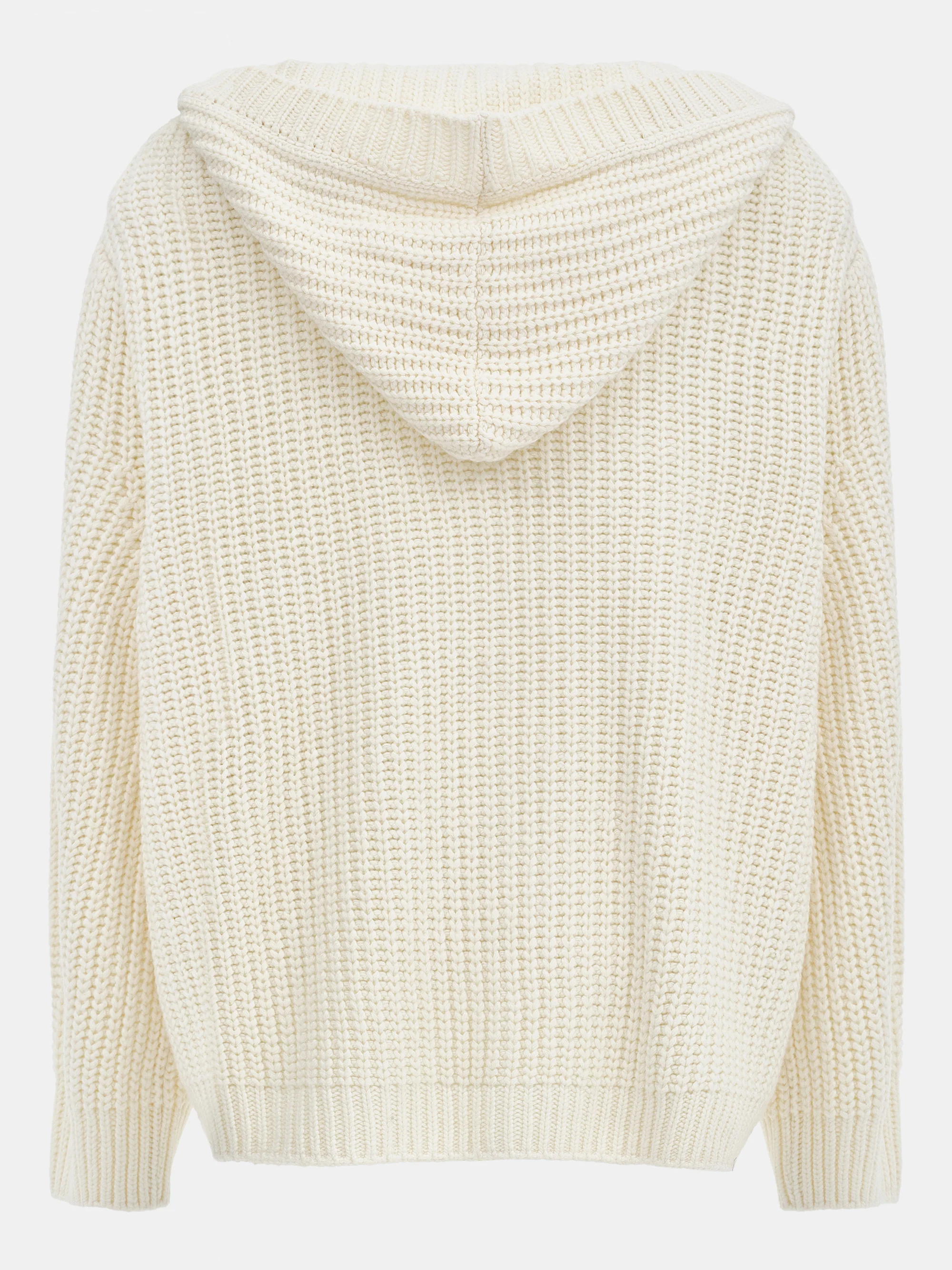Rib Knit Hooded Cardigan, Ivory - Image 5