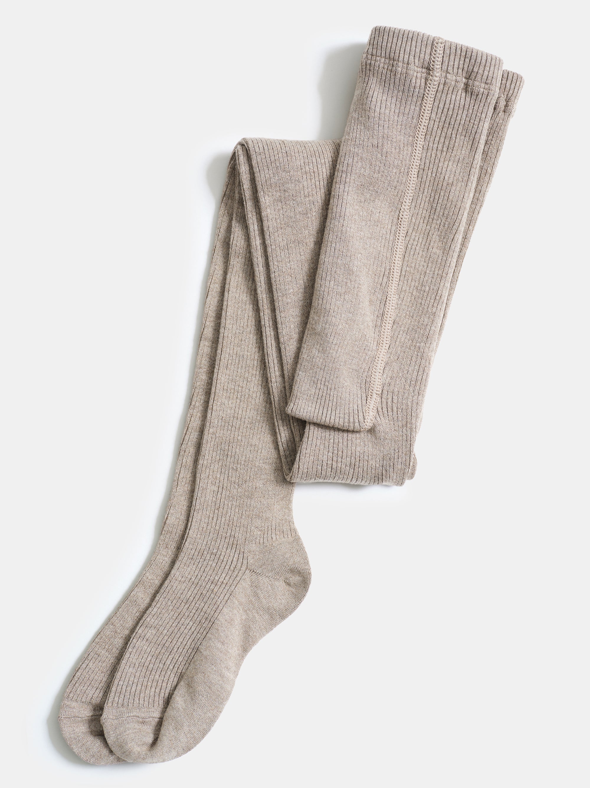 Rib Knit Tights, Beige