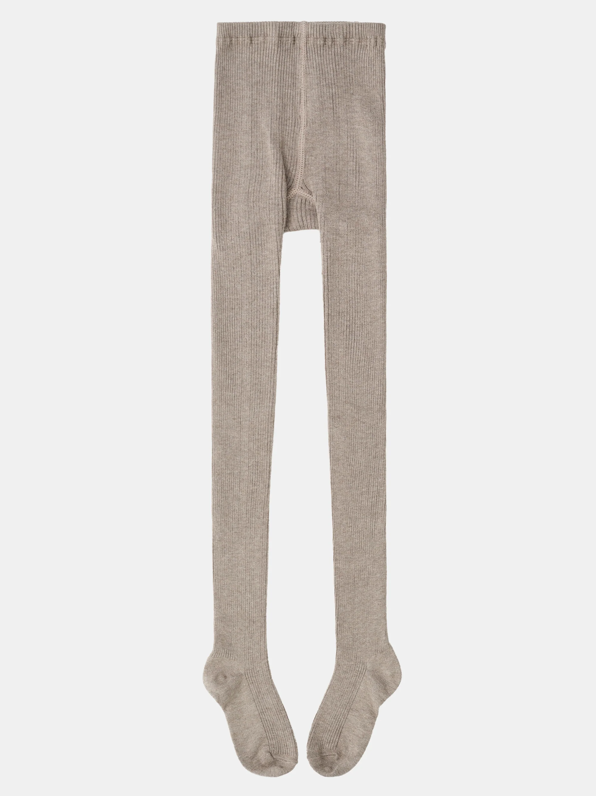 Rib Knit Tights, Beige - Image 2