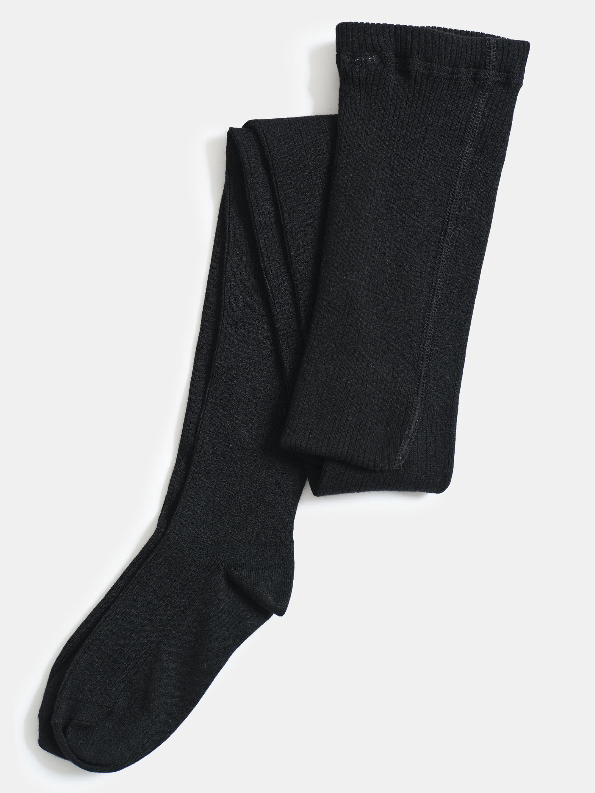 Rib Knit Tights, Black