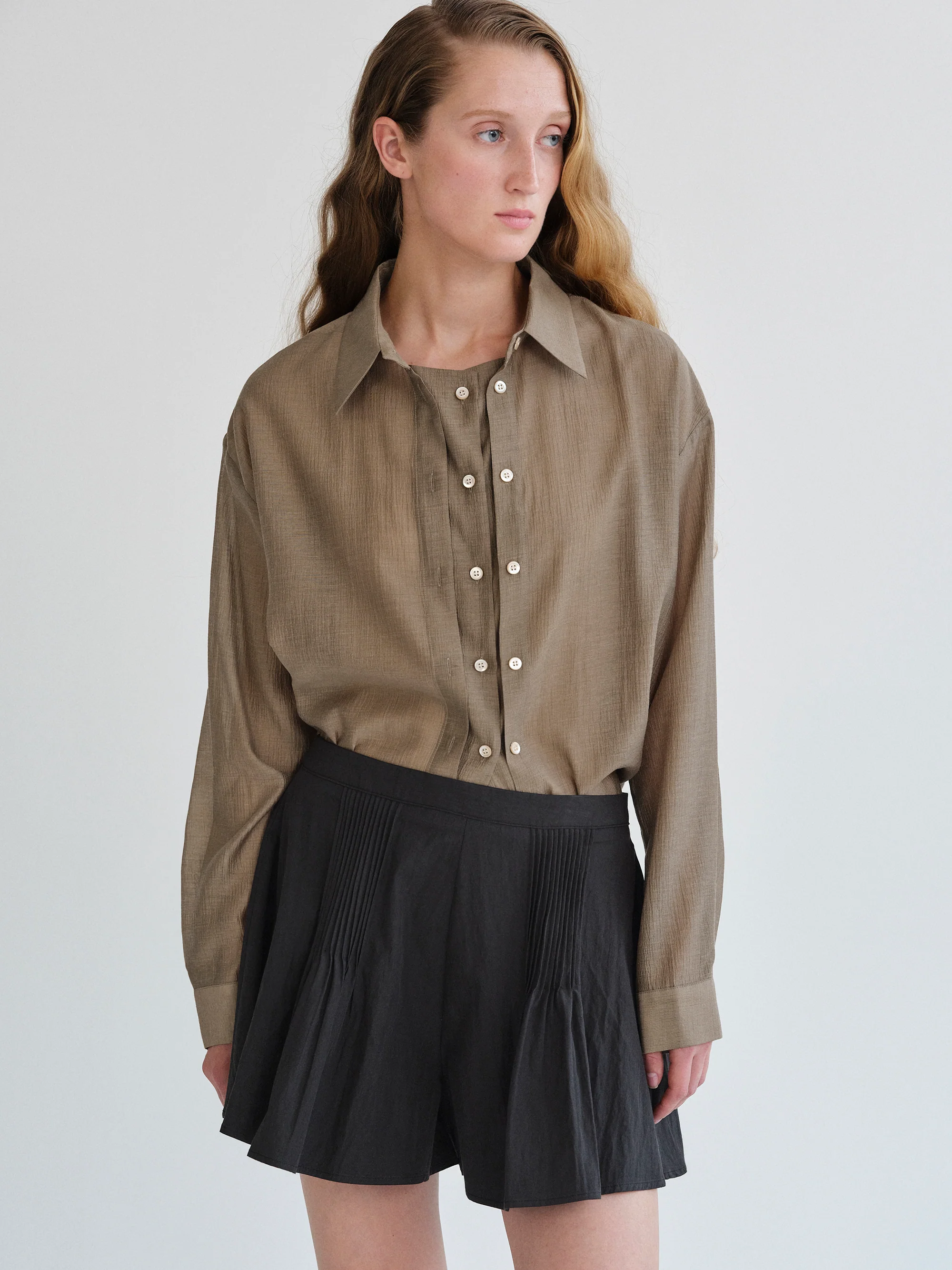 Rosano Double Placket Shirt, Brown